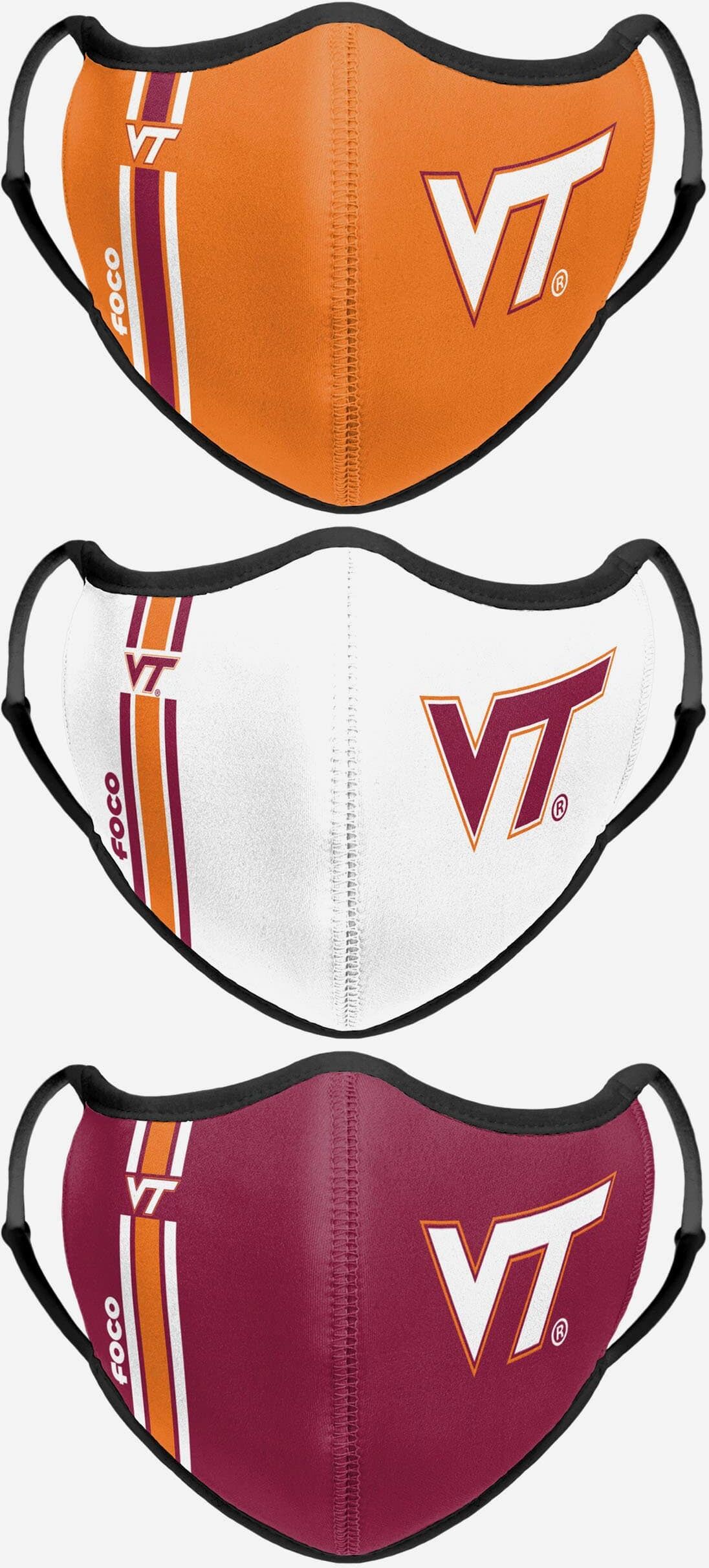 FOCO Virginia Tech Hokies Sport 3 Pack Face Cover - Unisex