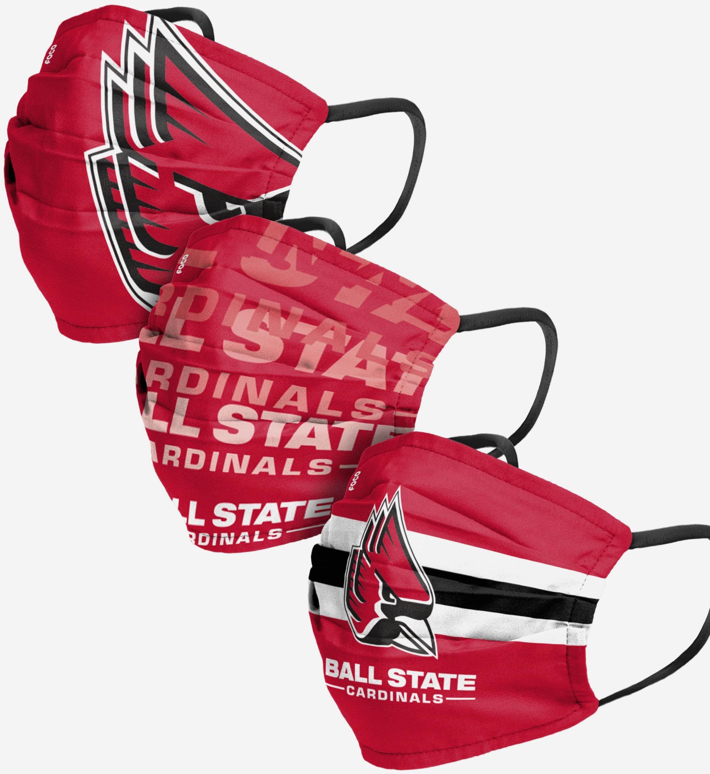 FOCO Ball State Cardinals Matchday 3 Pack Face Cover - Men