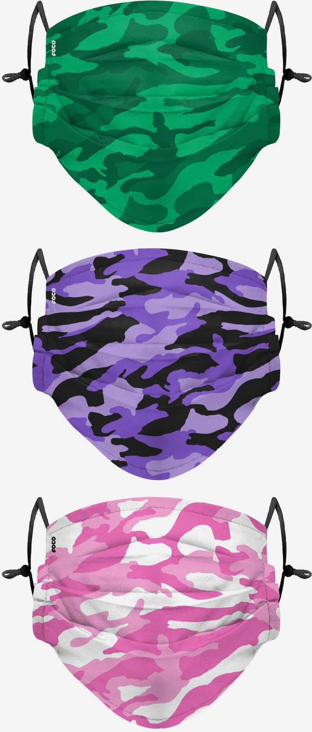 FOCO Womens Camo Adjustable 3 Pack Face Cover - Women