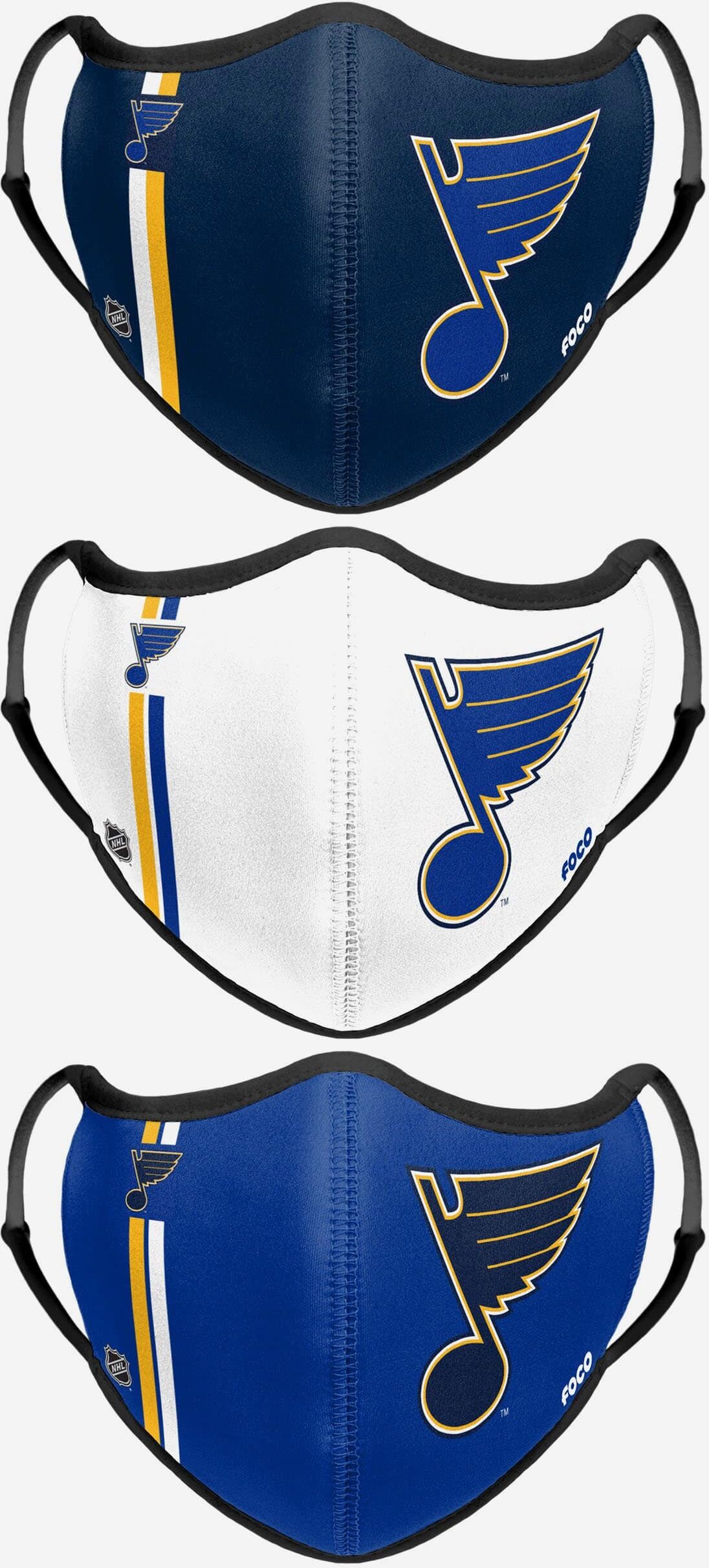 FOCO St Louis Blues Sport 3 Pack Face Cover - Unisex