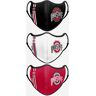 FOCO Ohio State Buckeyes Sport 3 Pack Face Cover - Unisex