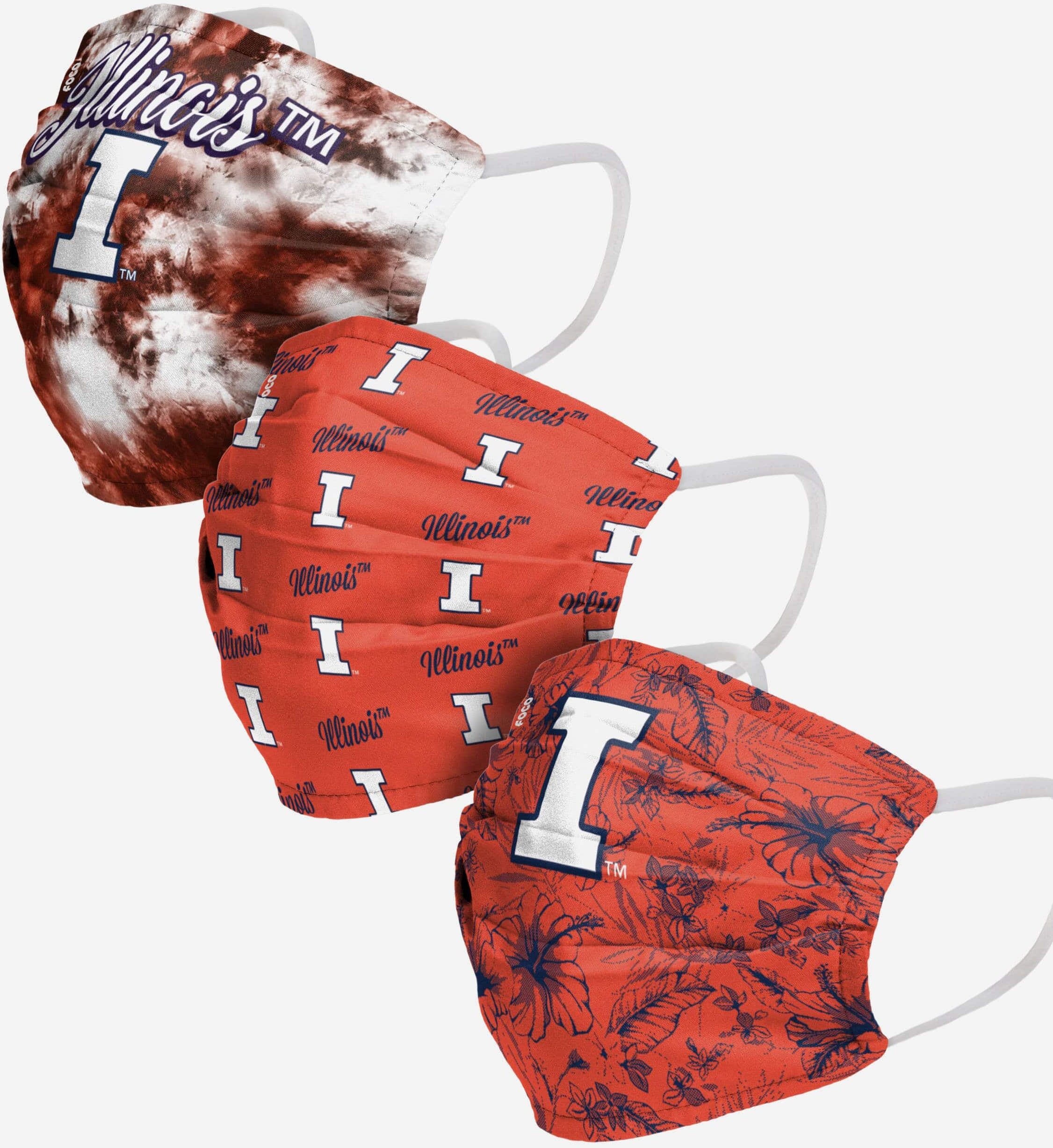 FOCO Illinois Fighting Illini Womens Matchday 3 Pack Face Cover - Women