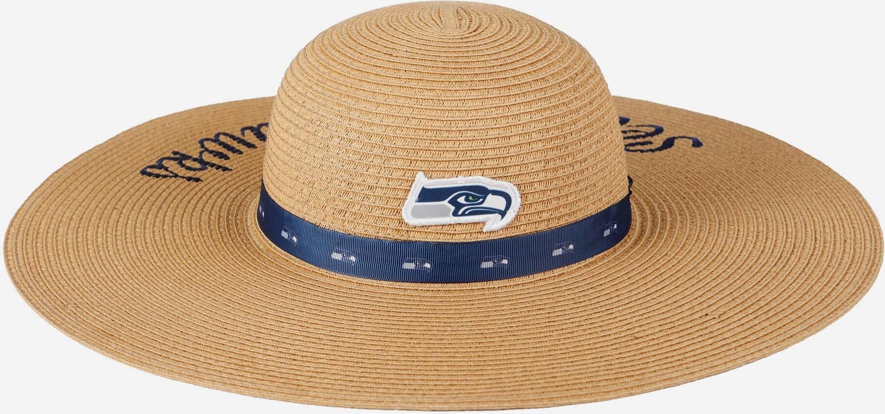 FOCO Seattle Seahawks Womens Wordmark Beach Straw Hat - Women