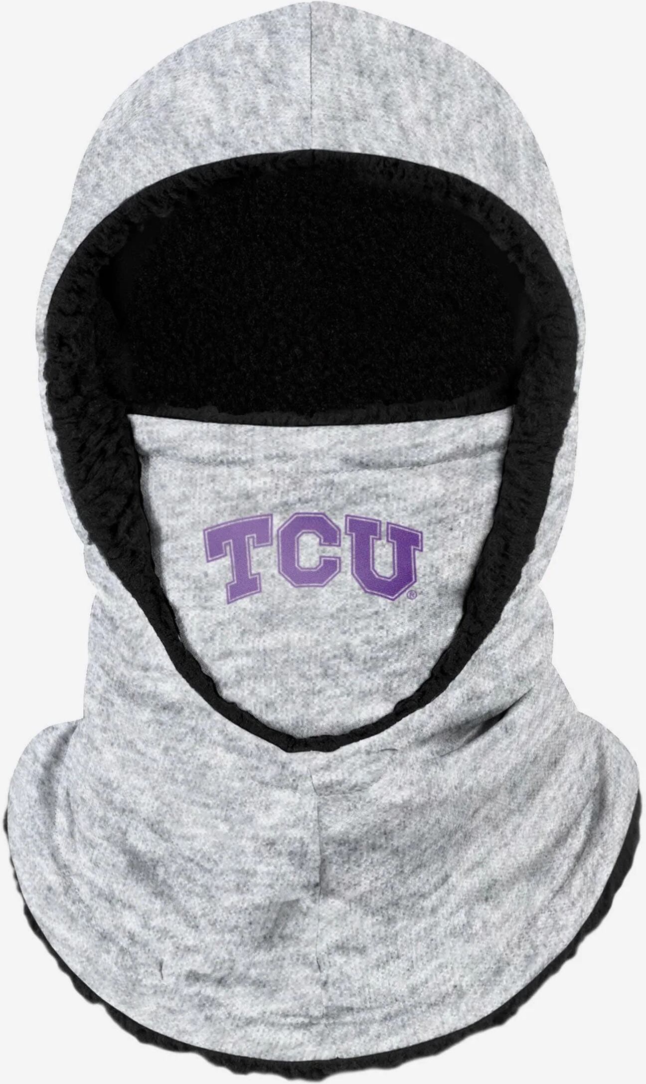 FOCO TCU Horned Frogs Heather Grey Big Logo Hooded Gaiter - Unisex