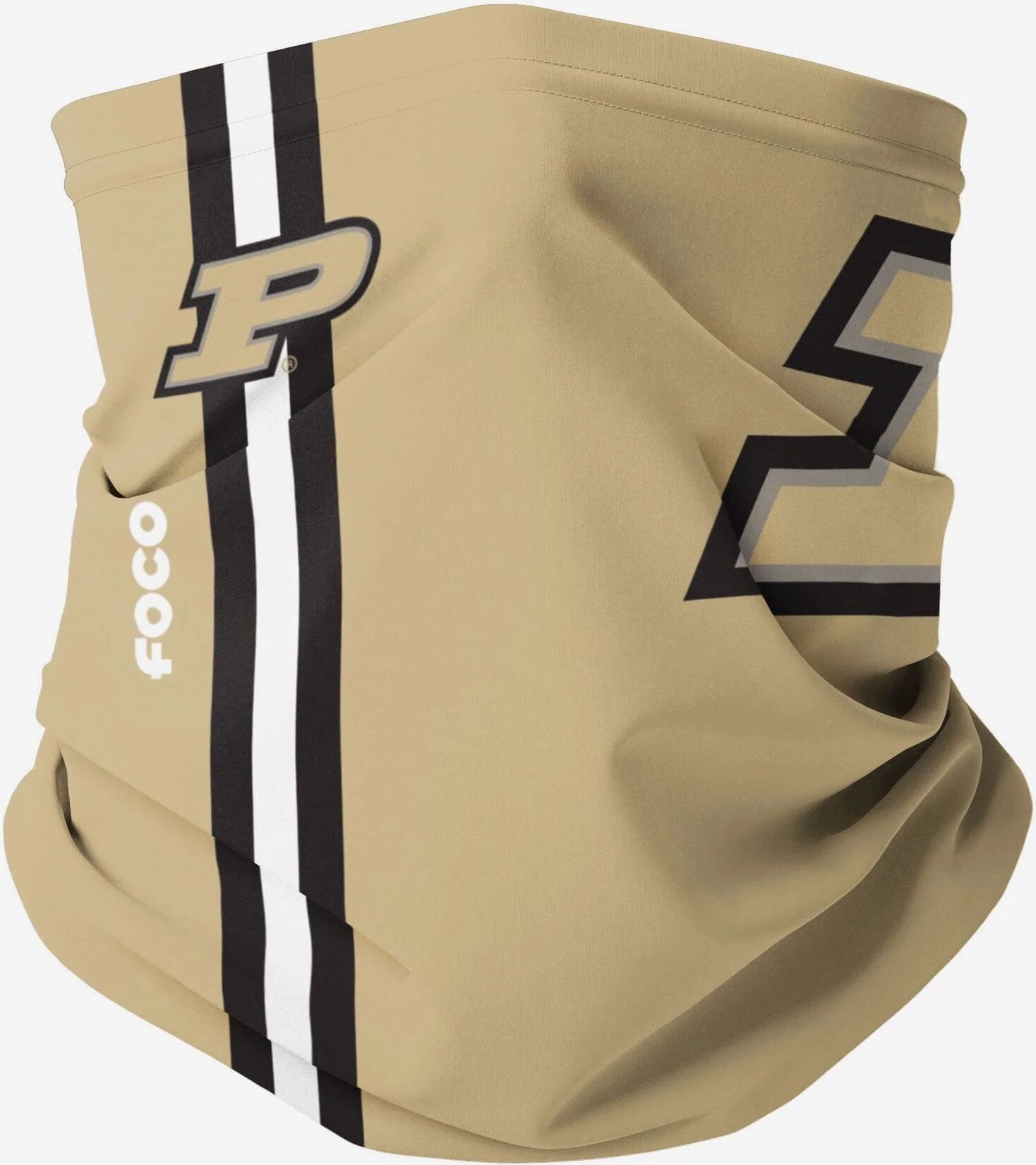 FOCO Purdue Boilermakers On-Field Sideline Team Stripe Big Logo Gold Gaiter Scarf - Unisex