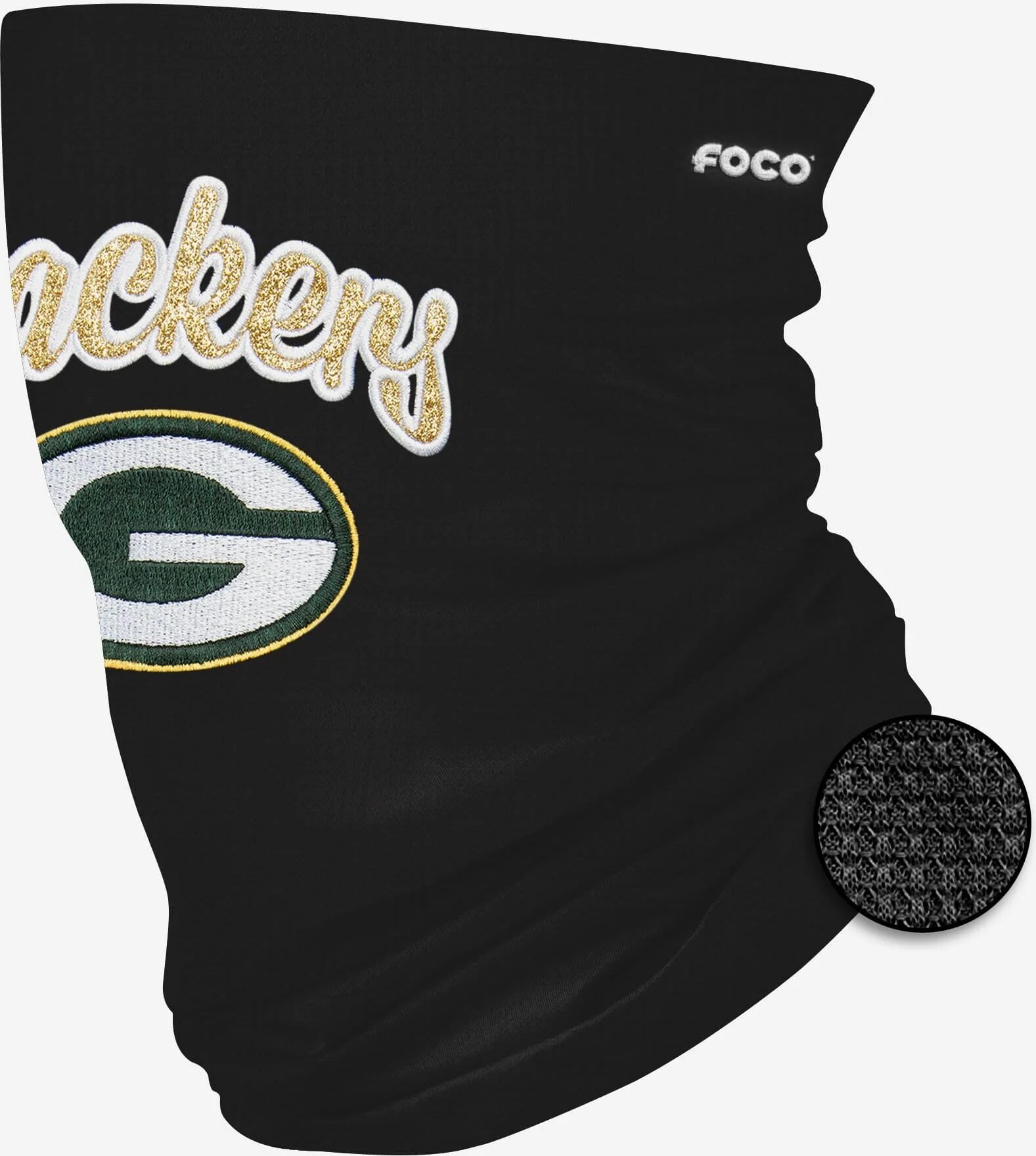 FOCO Green Bay Packers Glitter Waffle Gaiter Scarf - Unisex