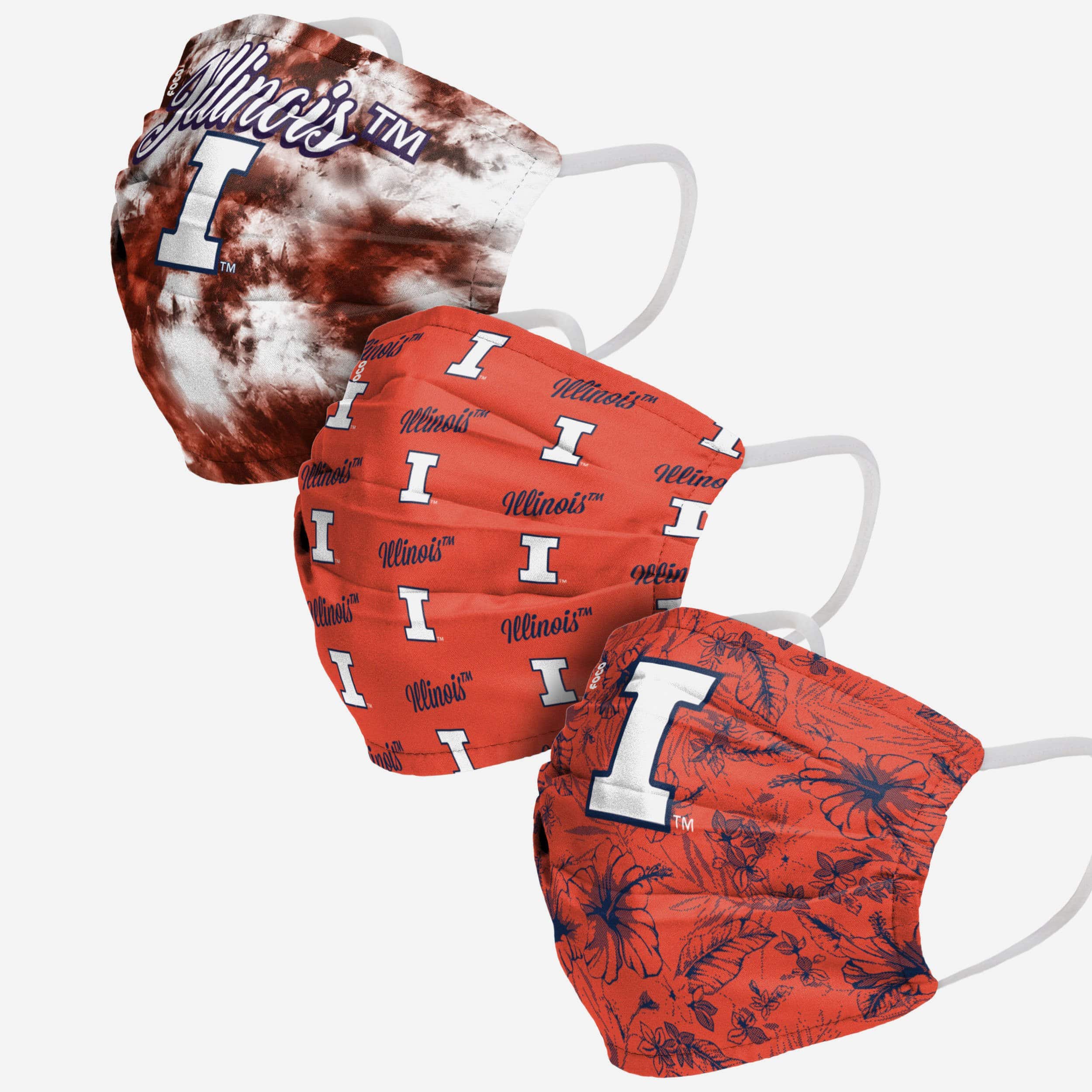 FOCO Illinois Fighting Illini Womens Matchday 3 Pack Face Cover - Women