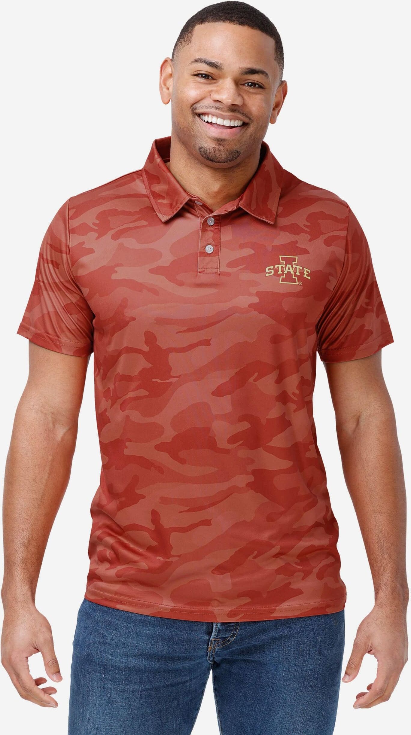 FOCO Iowa State Cyclones Color Camo Polyester Polo - 2XL - Men