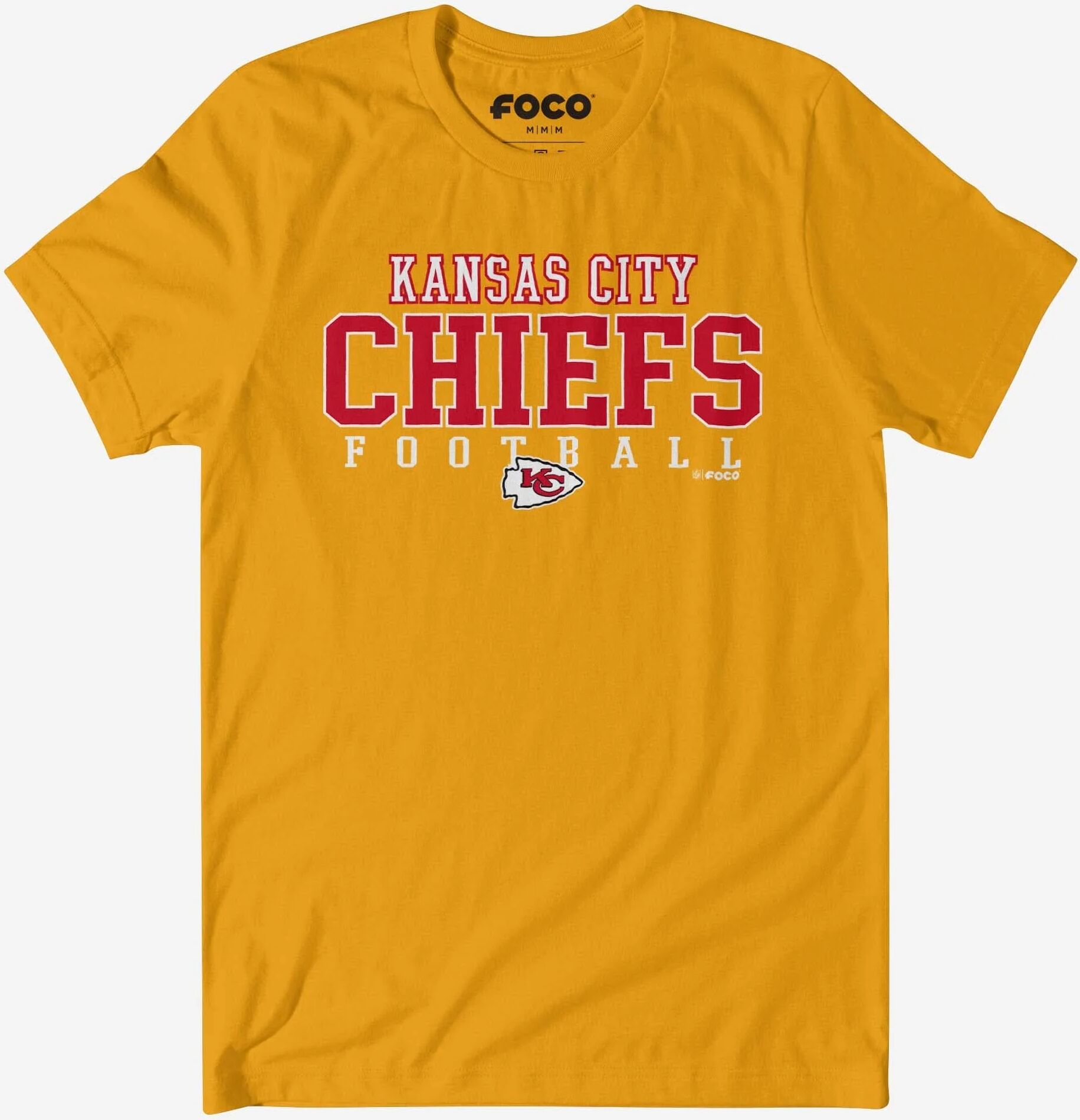 FOCO Kansas City Chiefs Football Wordmark T-Shirt - Gold / XL - Men