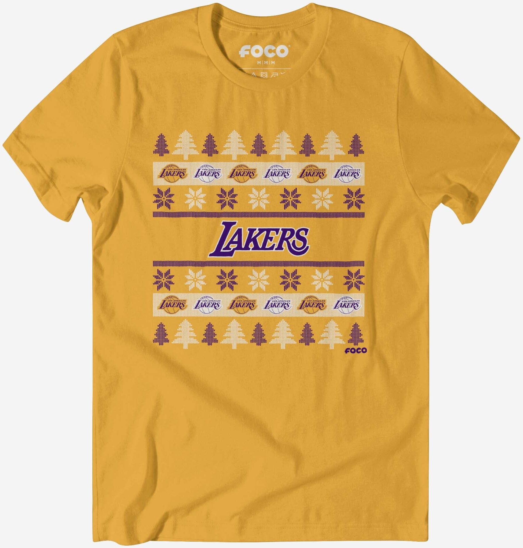 FOCO Los Angeles Lakers Holiday Sweater T-Shirt - Yellow / XL - Men