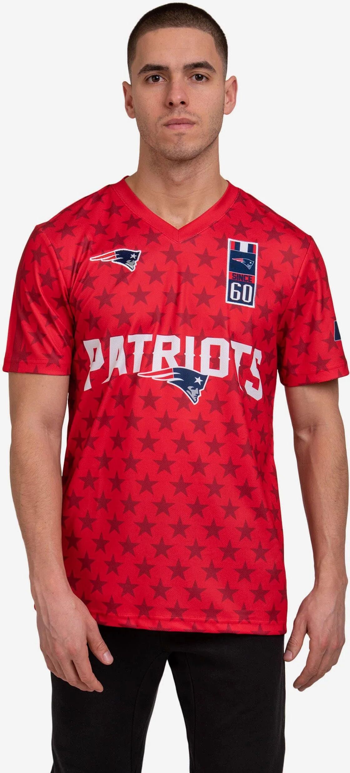 FOCO New England Patriots Short Sleeve Soccer Style Jersey - XL - Men