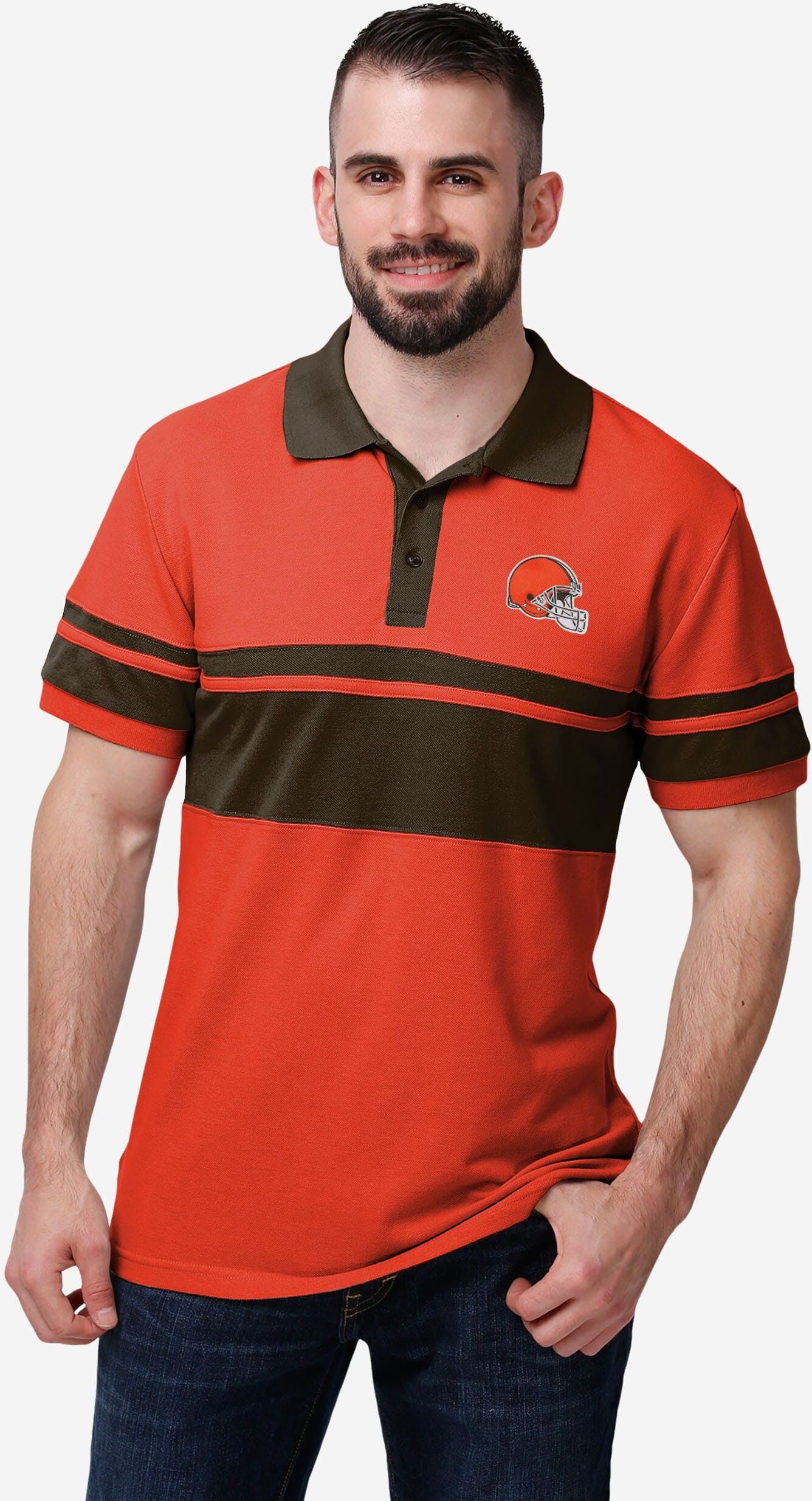 FOCO Cleveland Browns Cotton Stripe Polo - XL - Men