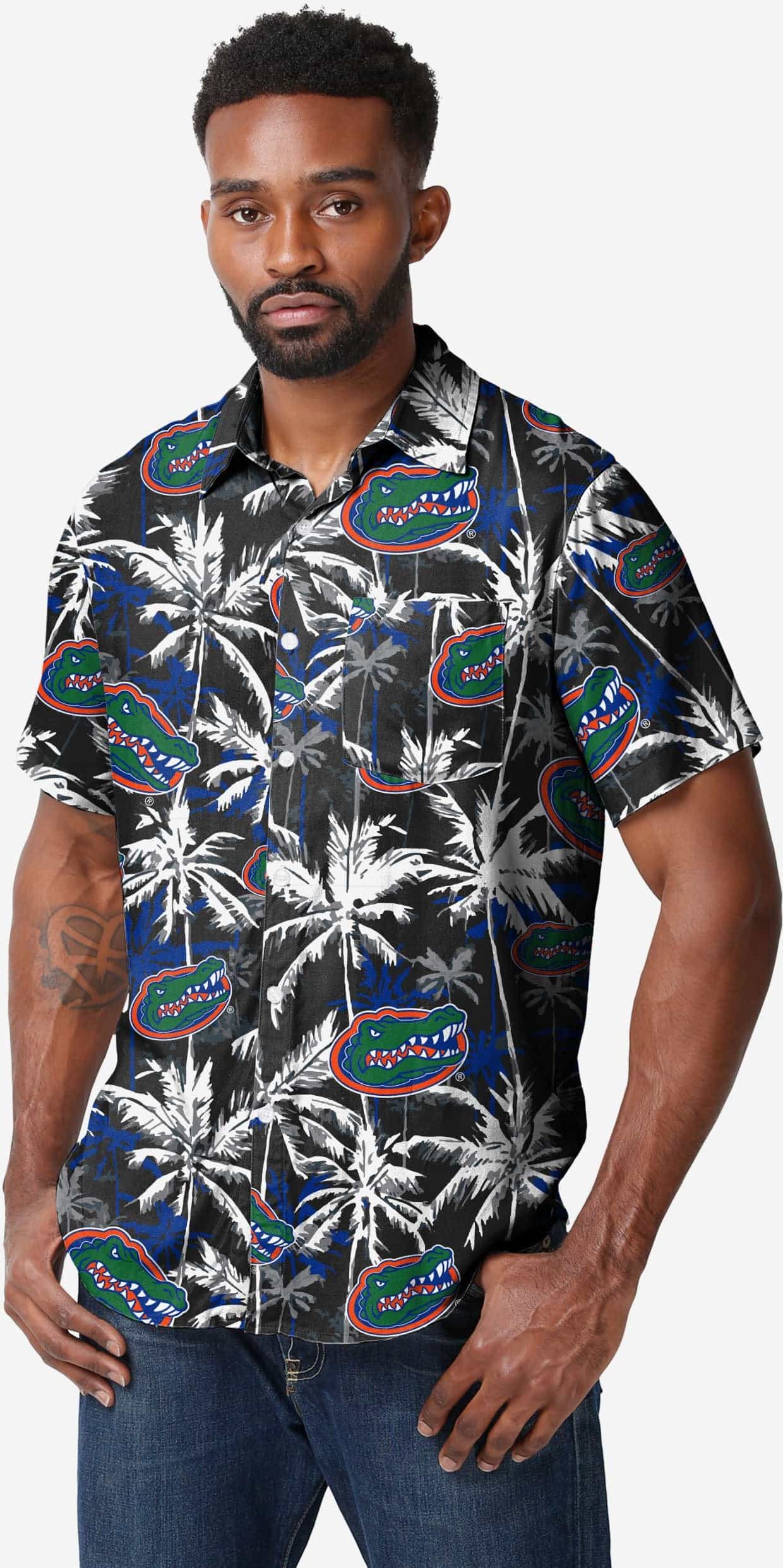 FOCO Florida Gators Black Floral Button Up Shirt - L - Men