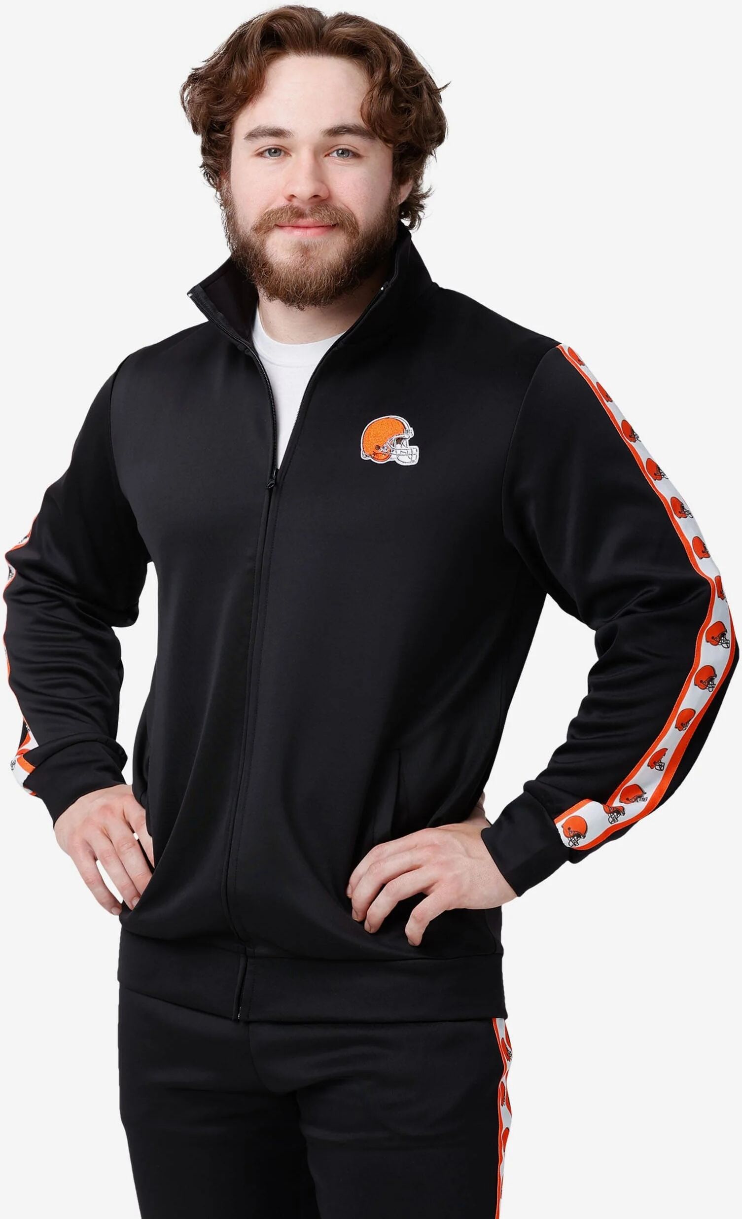 FOCO Cleveland Browns Stripe Logo Track Jacket - M - Men