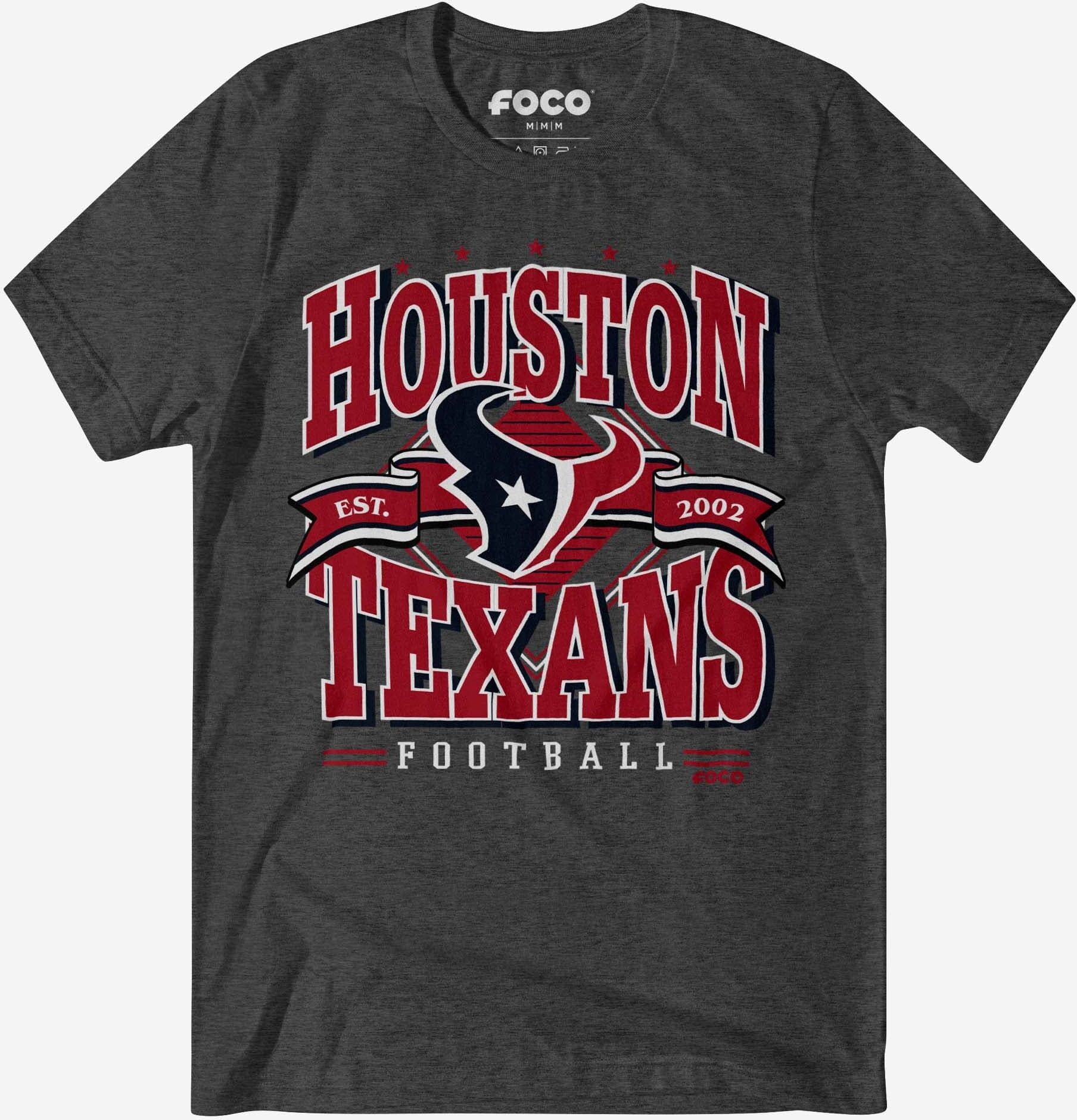 FOCO Houston Texans Established Banner T-Shirt - Dark Grey Heather / 2XL - Men