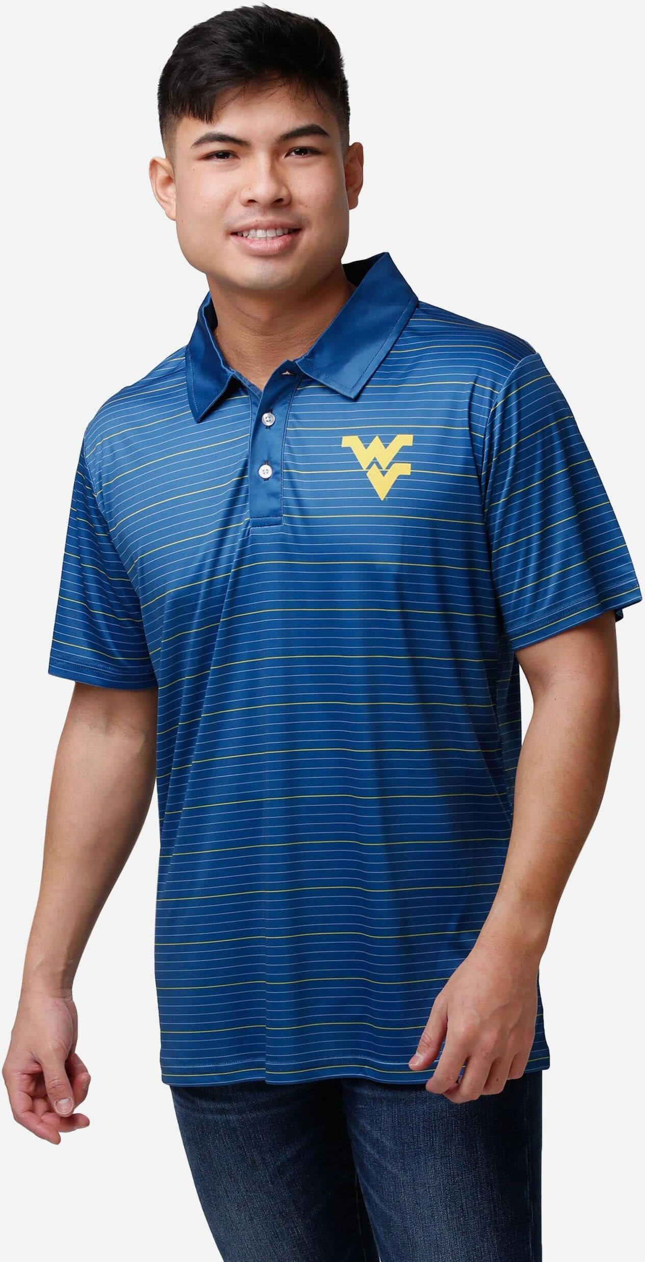 FOCO West Virginia Mountaineers Striped Polyester Polo - XL - Men