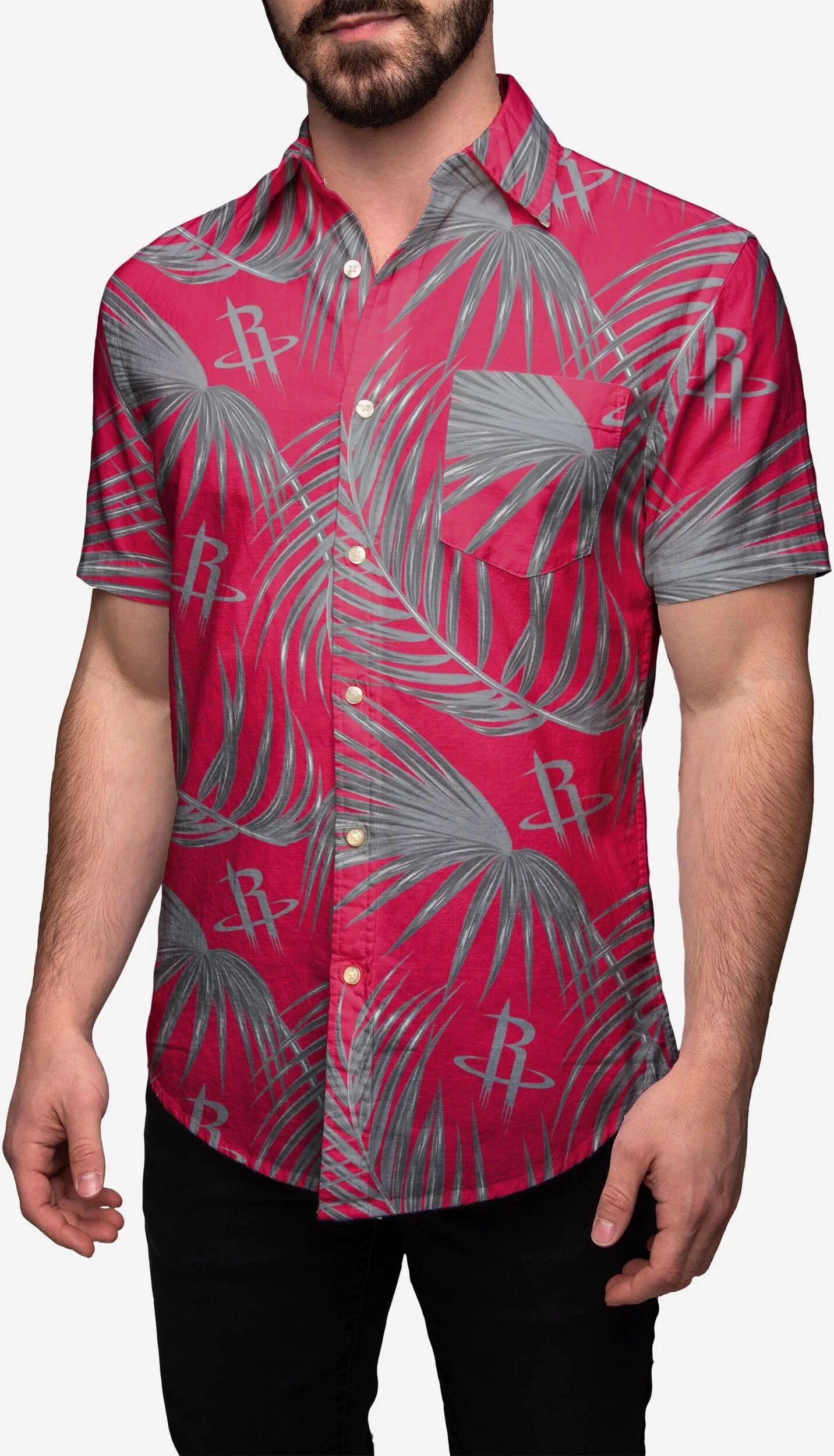 FOCO Houston Rockets Hawaiian Button Up Shirt - S - Men