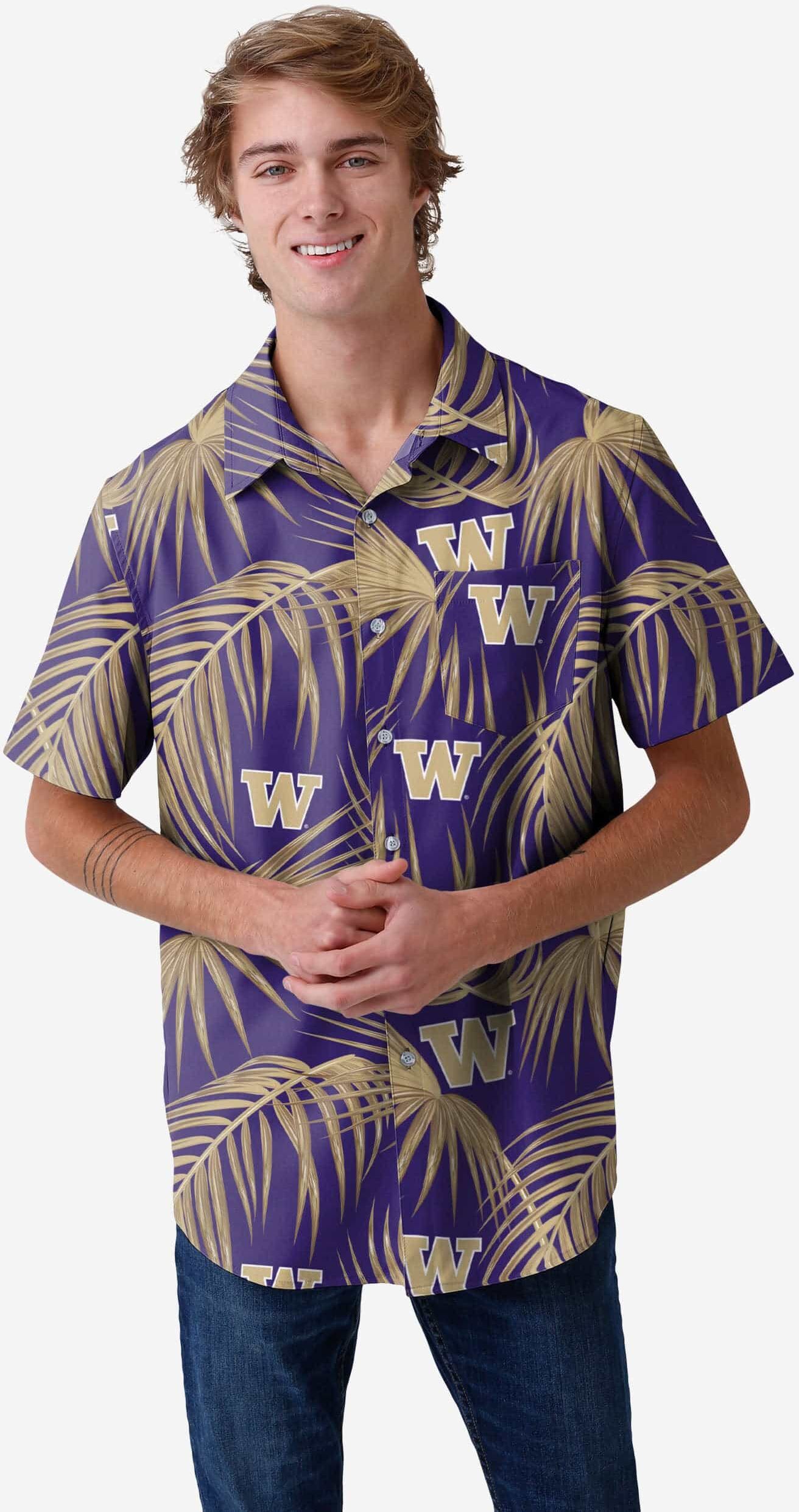 FOCO Washington Huskies Hawaiian Button Up Shirt - 3XL - Men