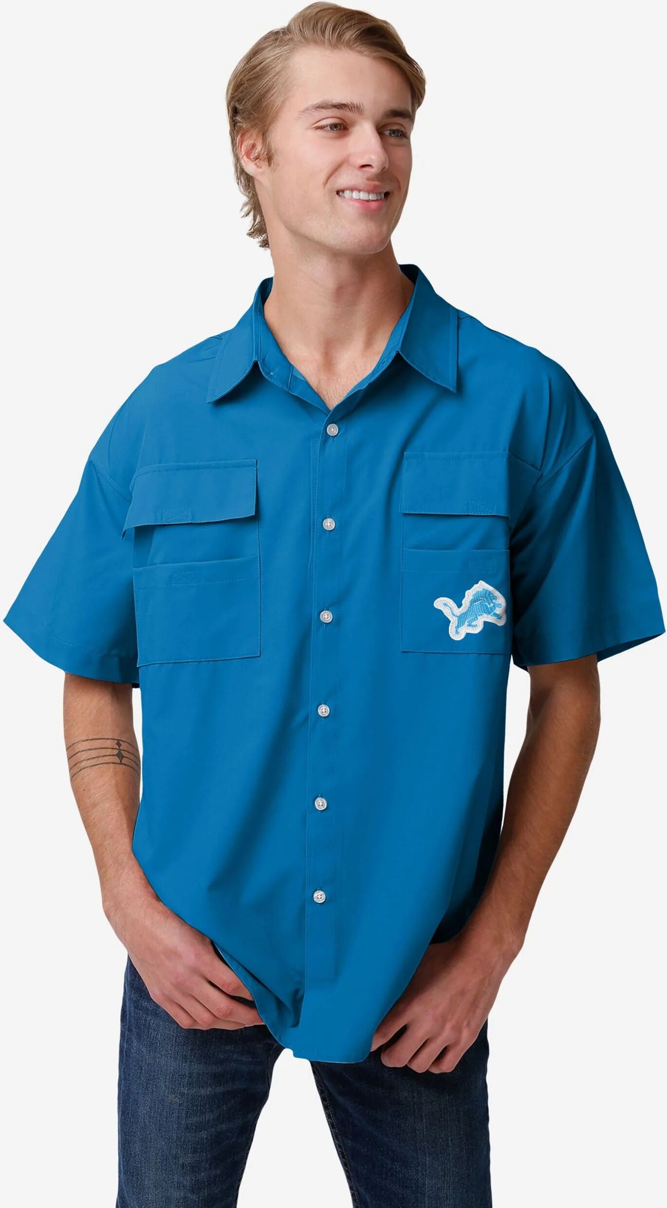 FOCO Detroit Lions Gone Fishing Shirt - L - Men