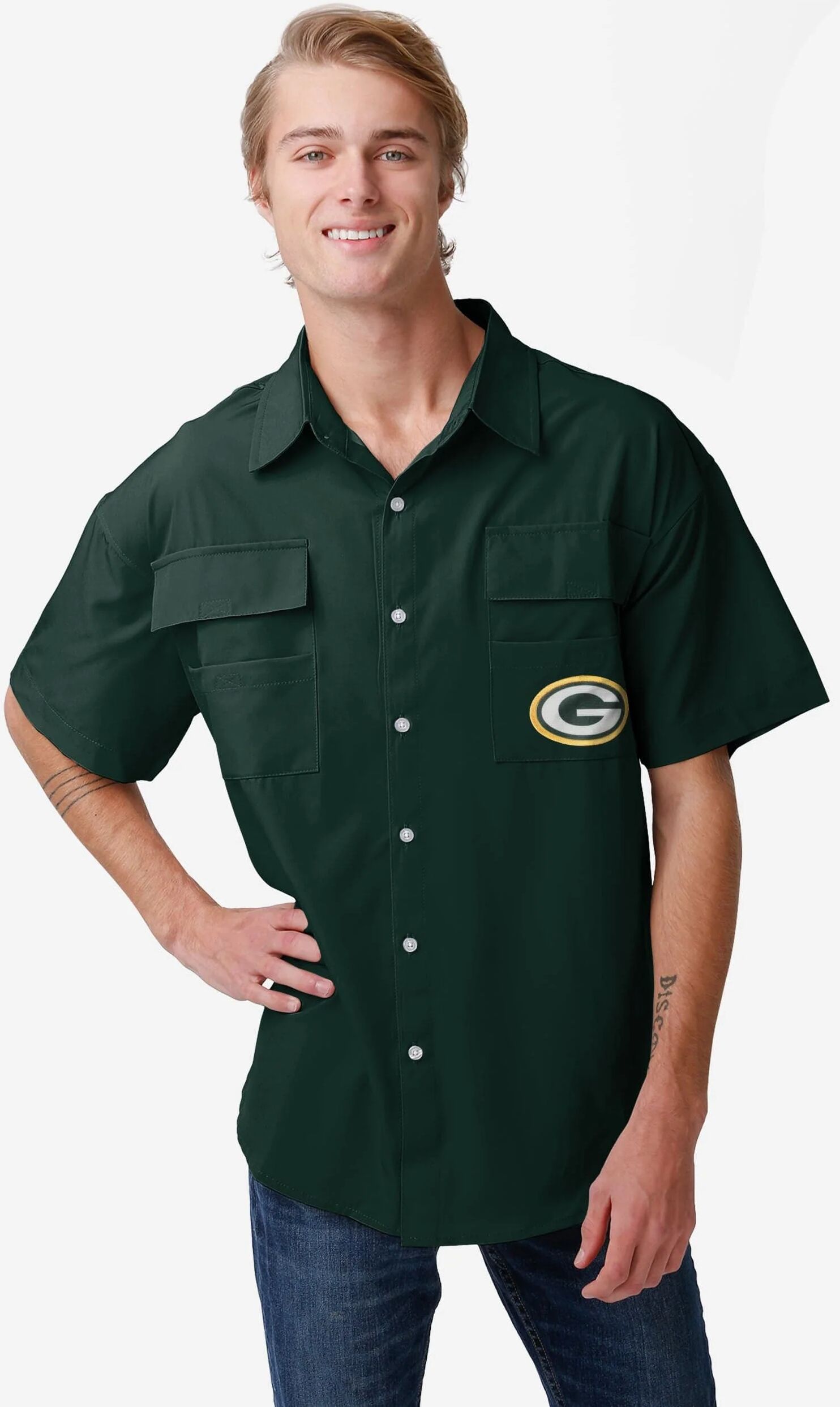 FOCO Green Bay Packers Gone Fishing Shirt - M - Men