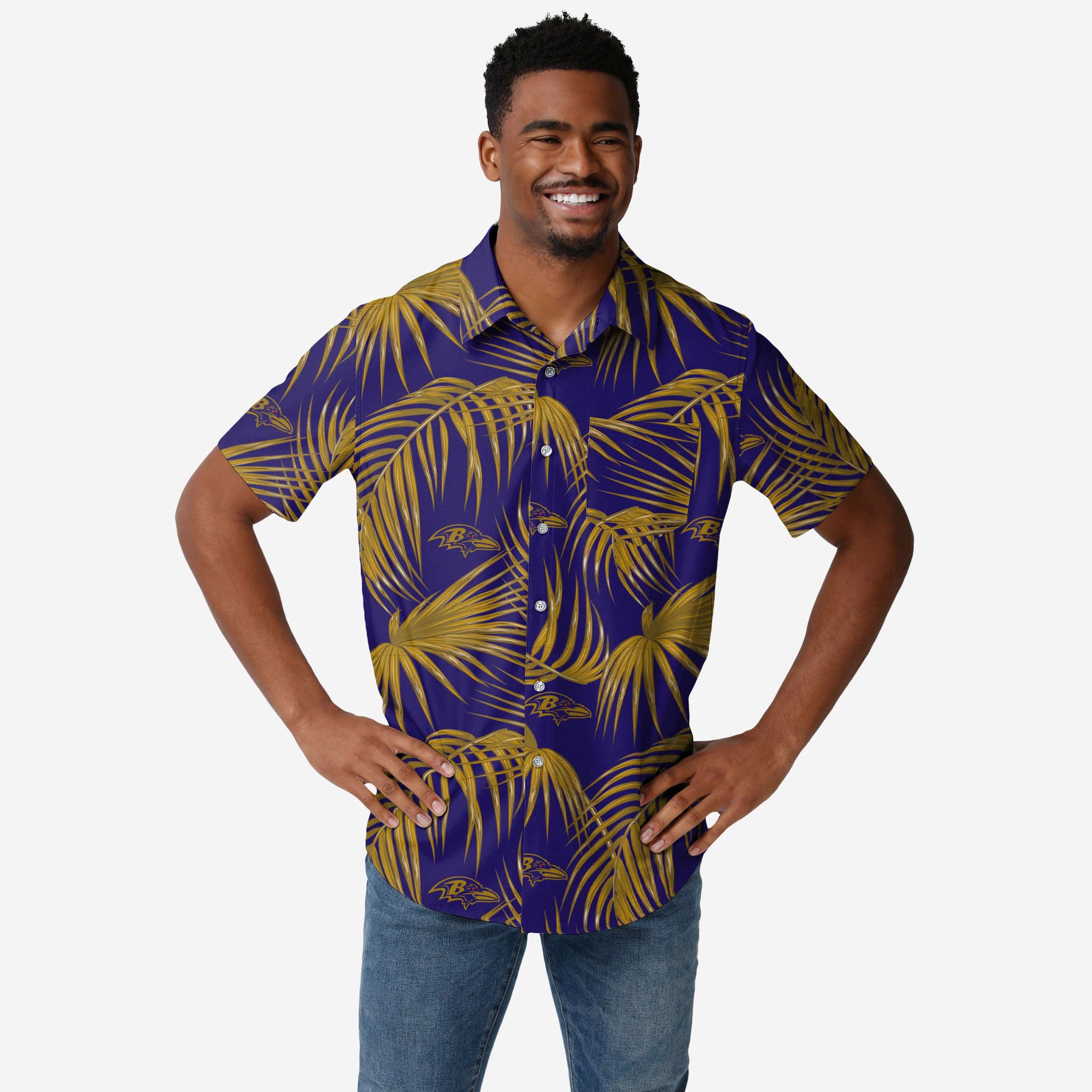 FOCO Baltimore Ravens Hawaiian Button Up Shirt - M - Men