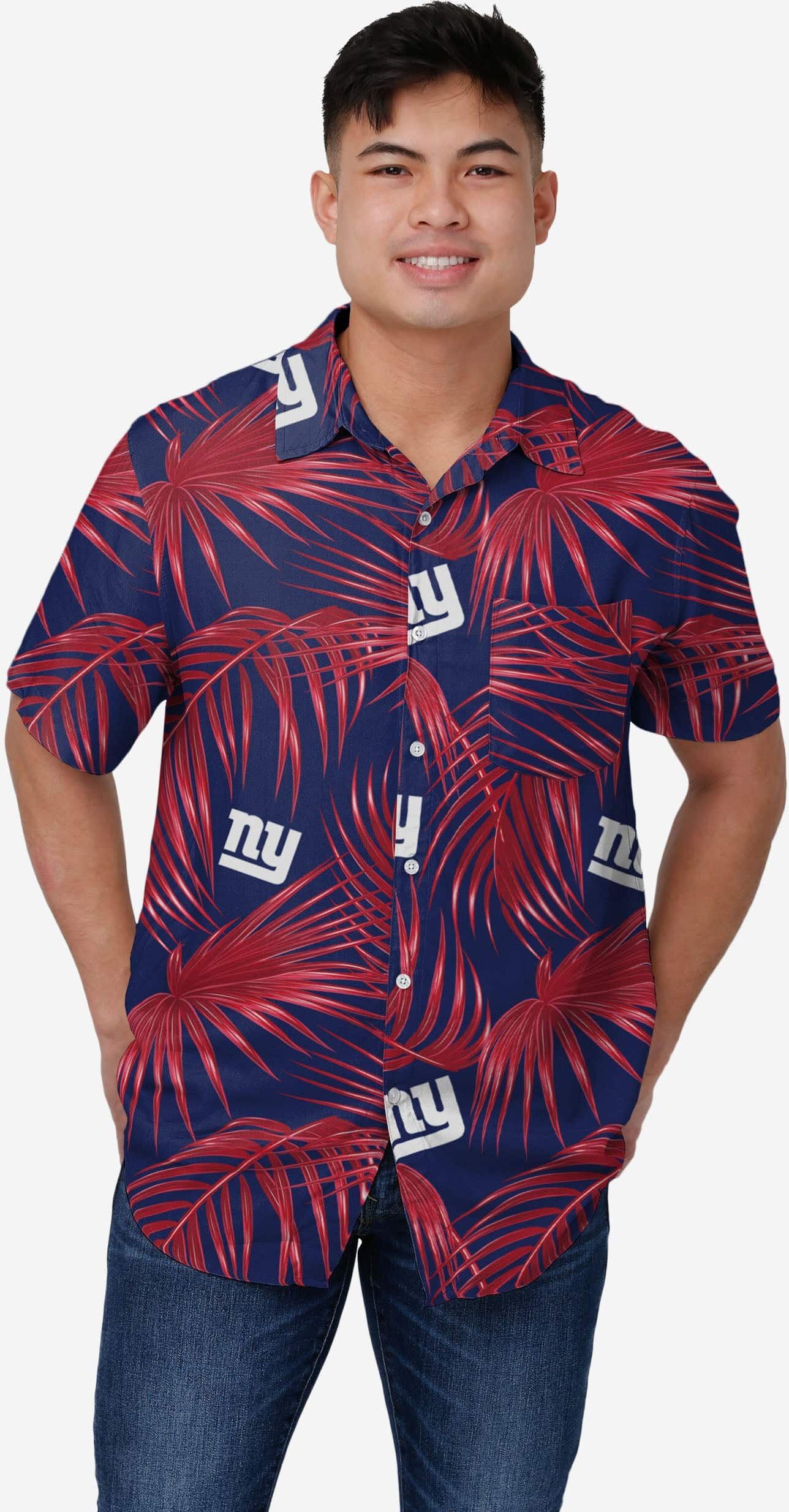 FOCO New York Giants Hawaiian Button Up Shirt - S - Men