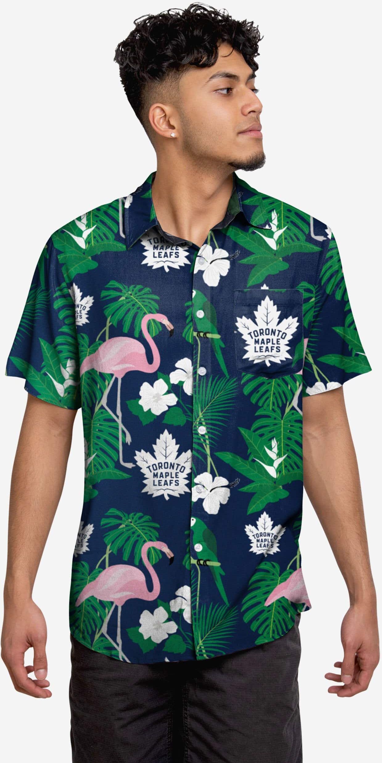 FOCO Toronto Maple Leafs Floral Button Up Shirt - S - Men