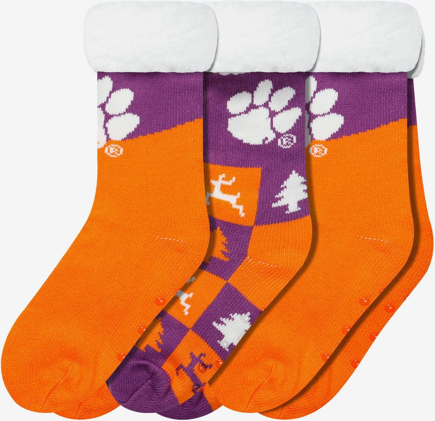 FOCO Clemson Tigers Womens Fan Footy 3 Pack Slipper Socks - Women