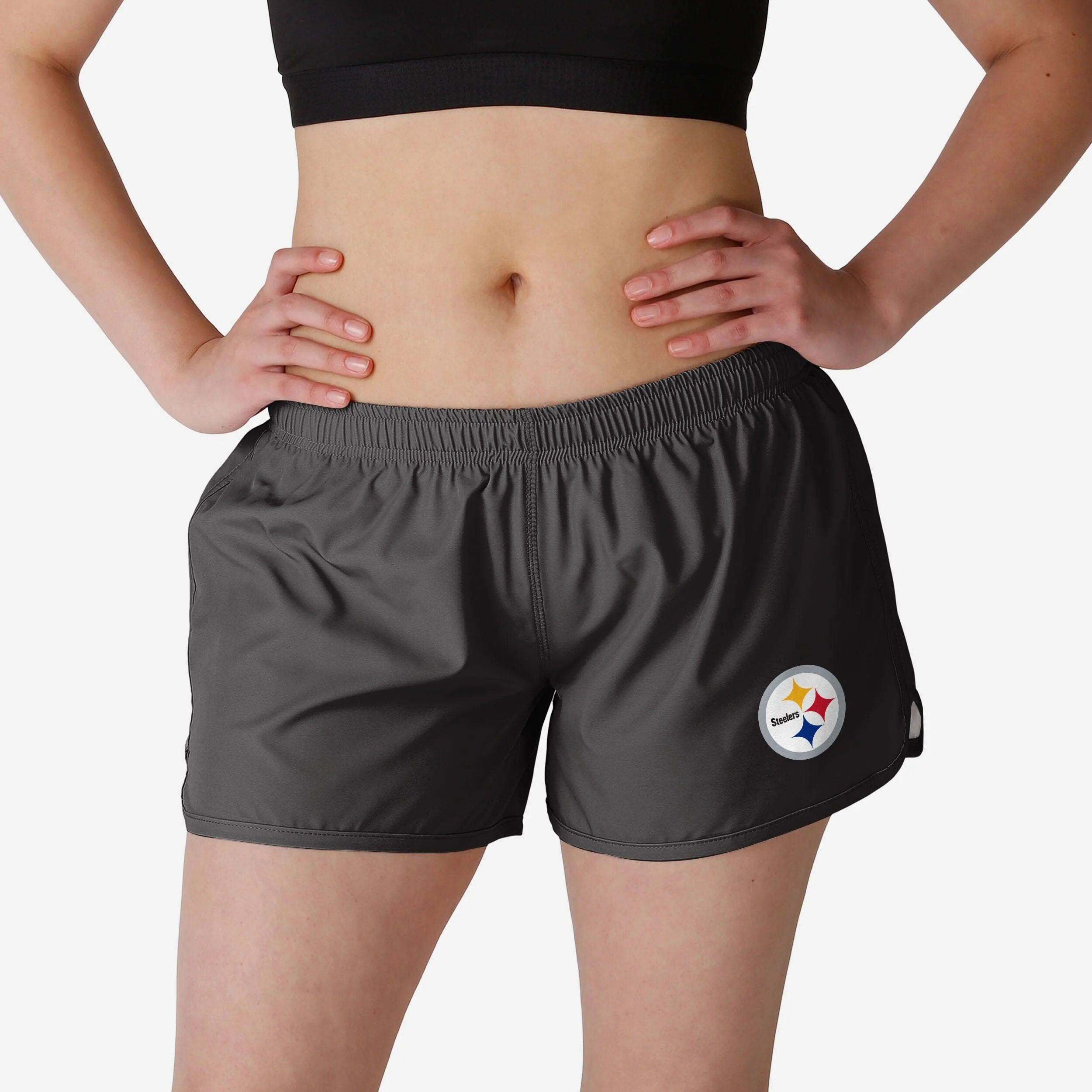 FOCO Pittsburgh Steelers Womens Solid Running Shorts - S - Women