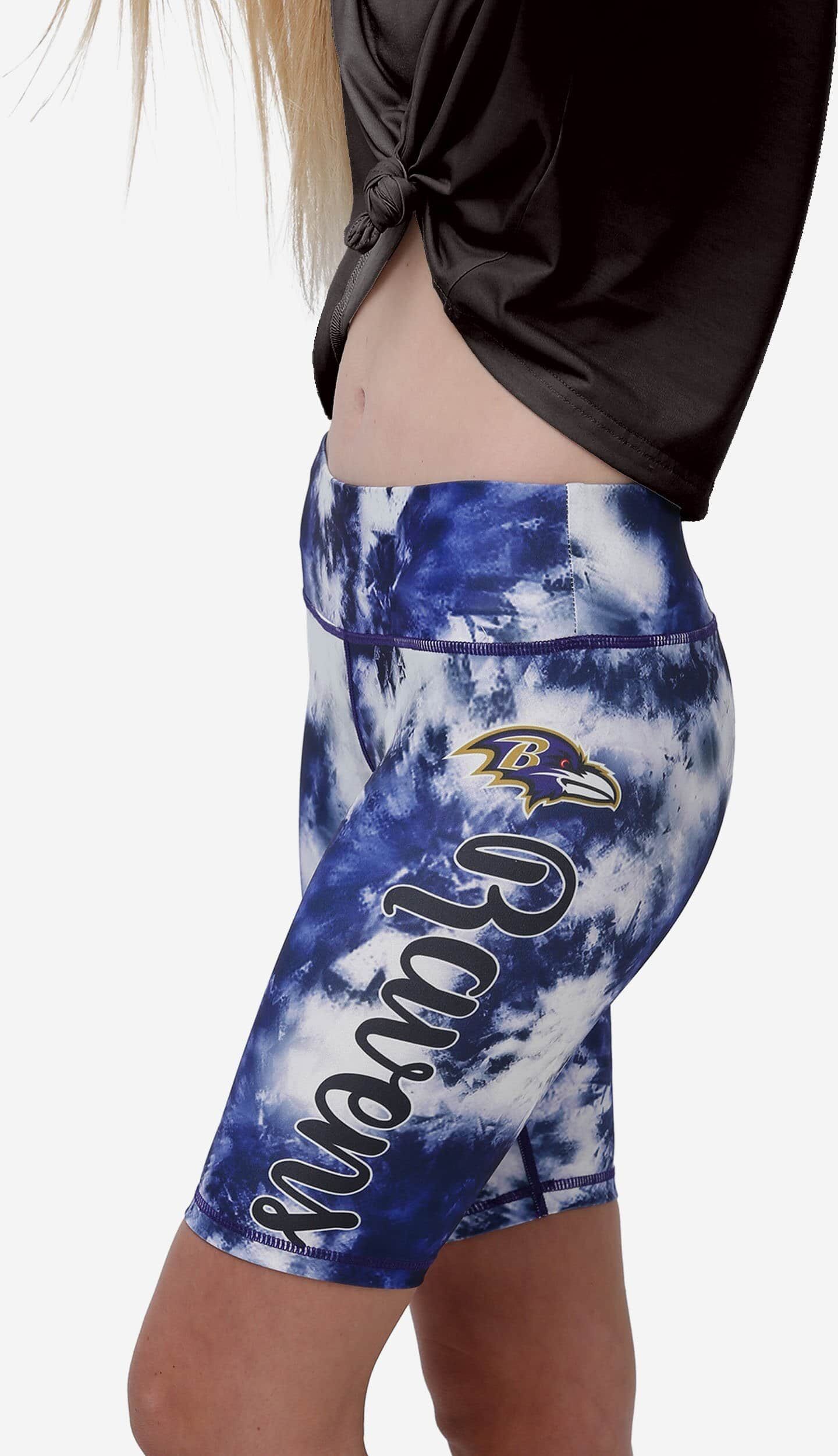 FOCO Baltimore Ravens Womens Team Color Tie-Dye Bike Shorts - M - Women