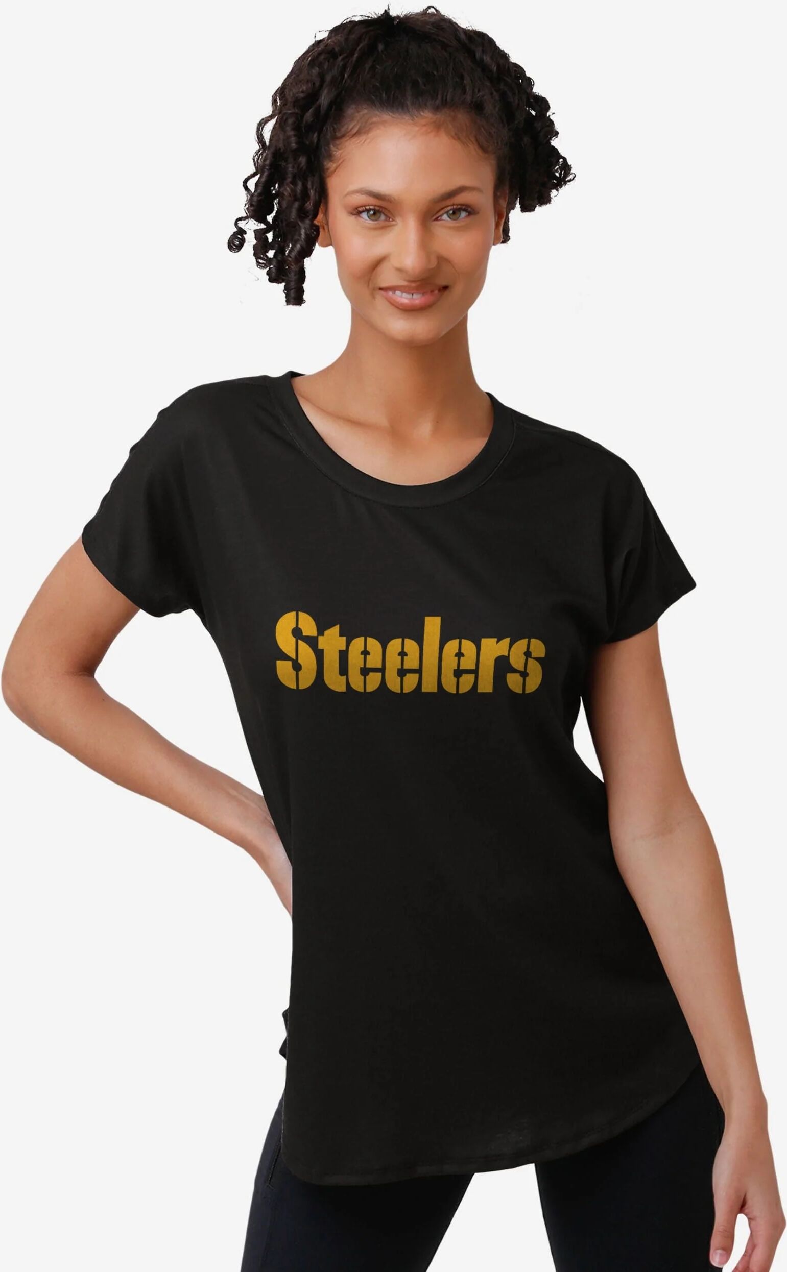 FOCO Pittsburgh Steelers Womens Wordmark Black Tunic Top - XL - Women