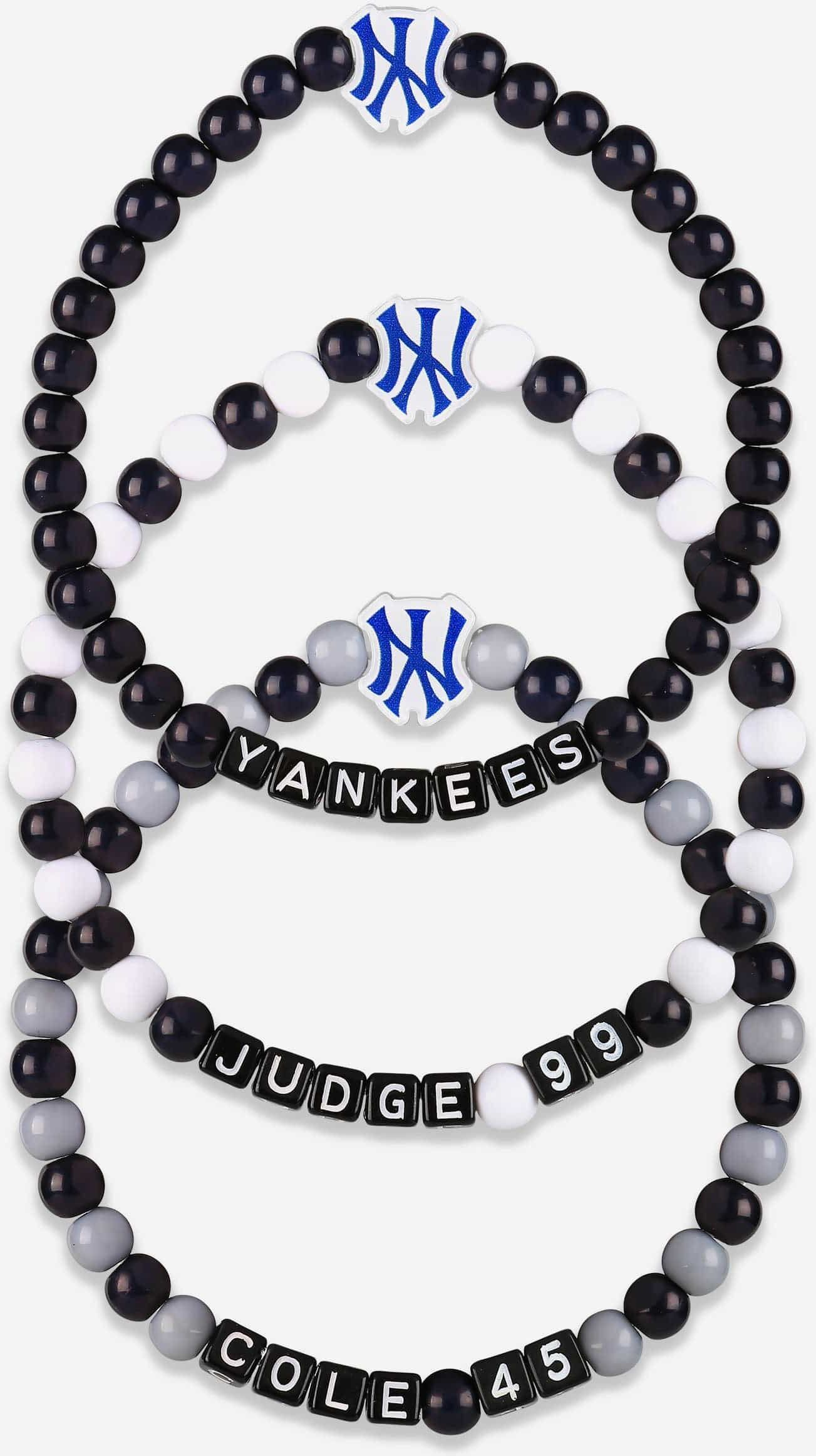 FOCO Aaron Judge & Gerrit Cole New York Yankees 3 Pack Player Beaded Friendship Bracelet - Unisex