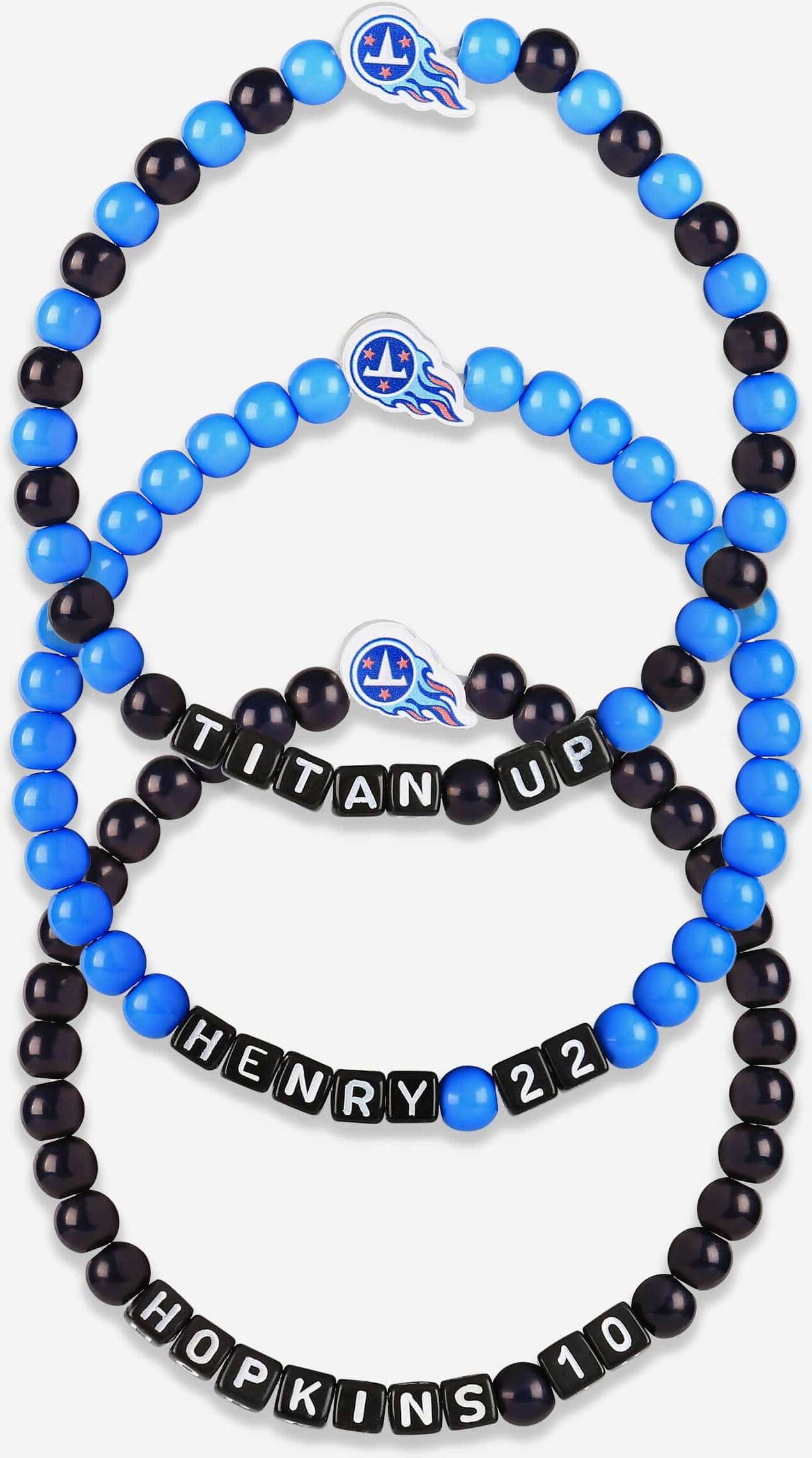 FOCO Derrick Henry & DeAndre Hopkins Tennessee Titans 3 Pack Player Beaded Friendship Bracelet - Unisex