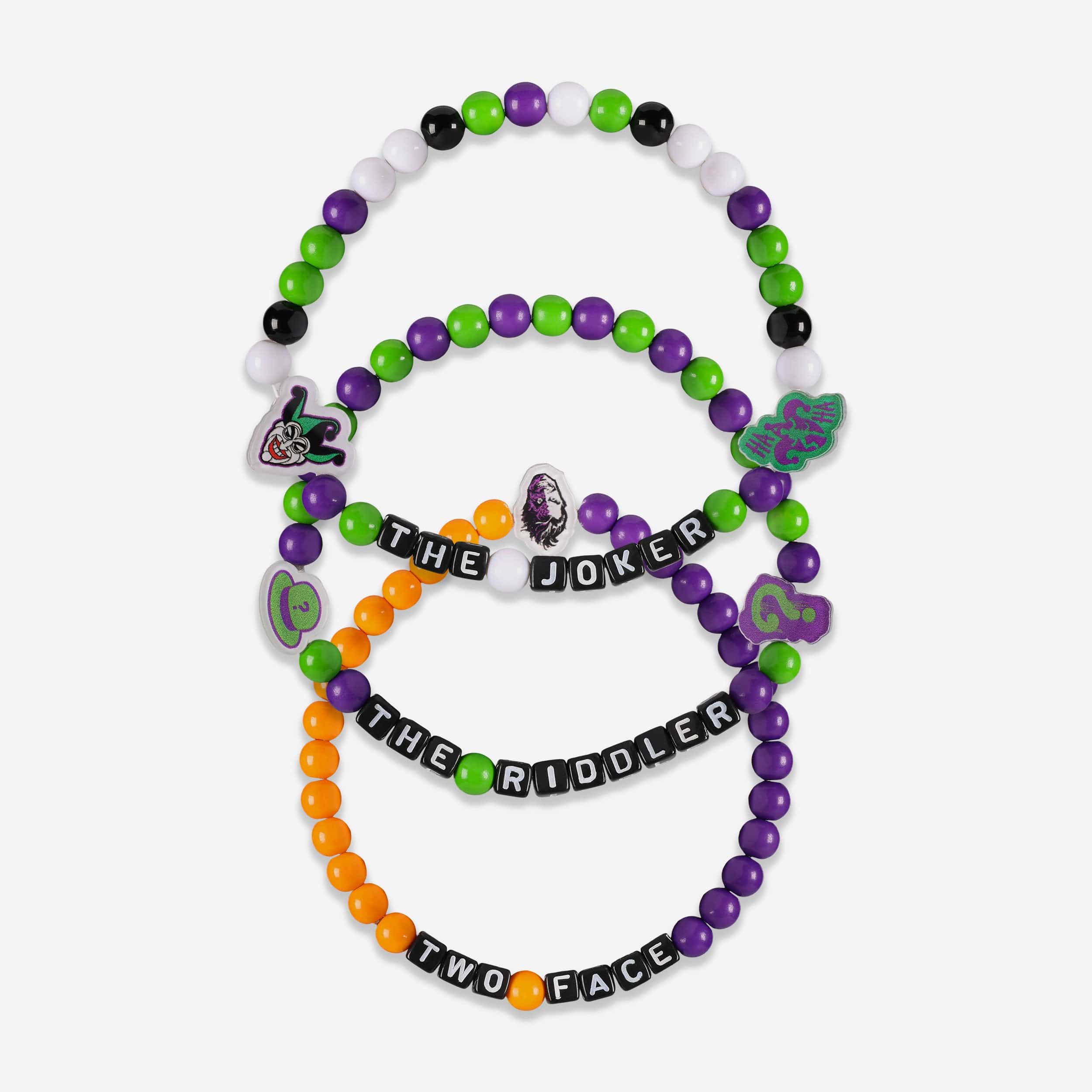 FOCO The Joker™ & Riddler™ & Two Face™ DC 3 Pack Beaded Friendship Bracelet - Men