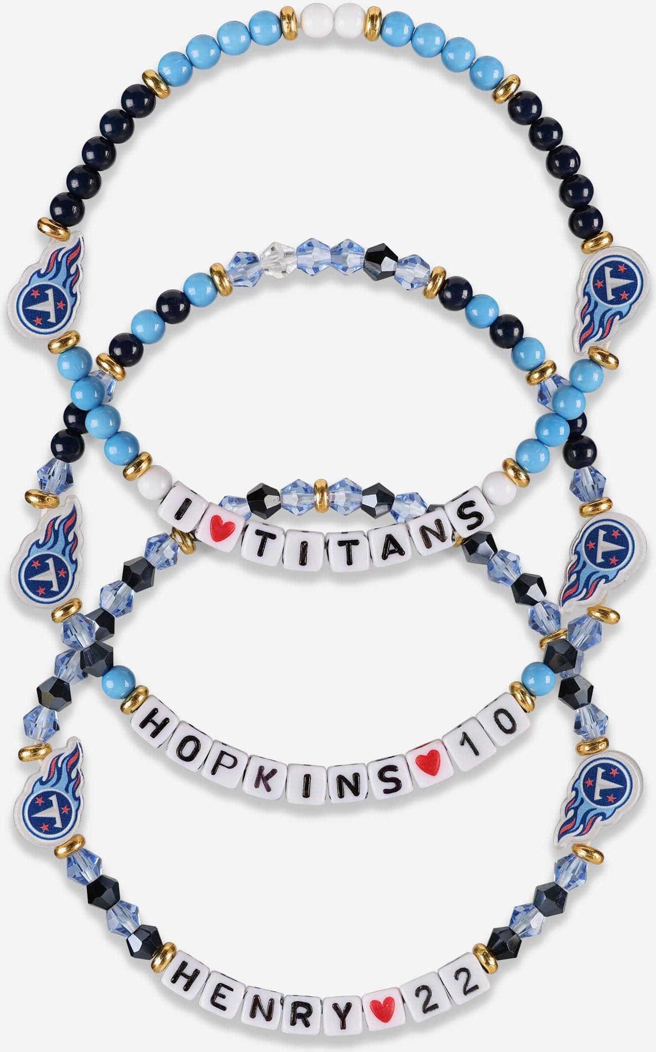 FOCO Derrick Henry & DeAndre Hopkins Tennessee Titans 3 Pack Player Friendship Bracelet - Unisex