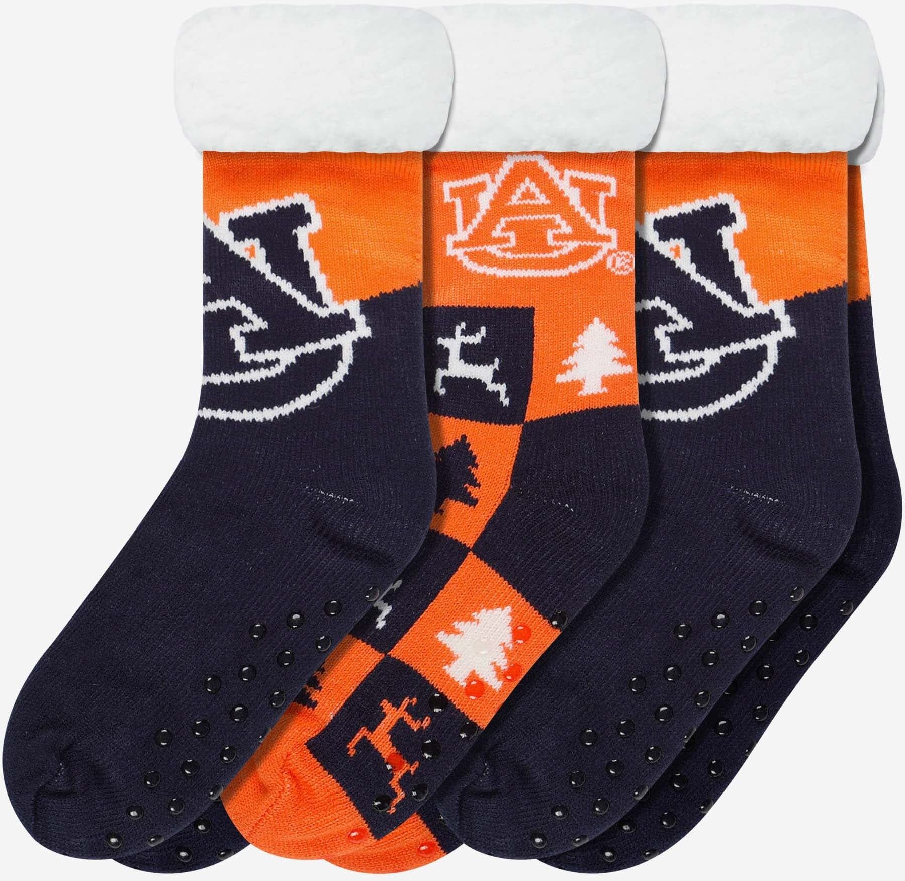 FOCO Auburn Tigers Womens Fan Footy 3 Pack Slipper Socks - Women