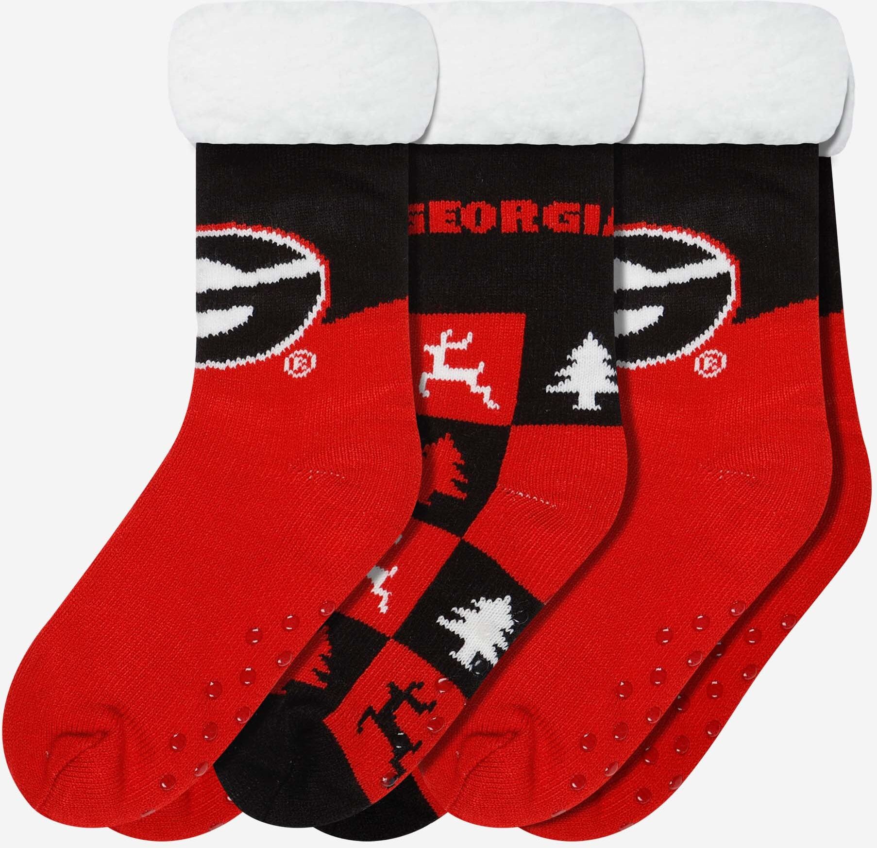 FOCO Georgia Bulldogs Womens Fan Footy 3 Pack Slipper Socks - Women