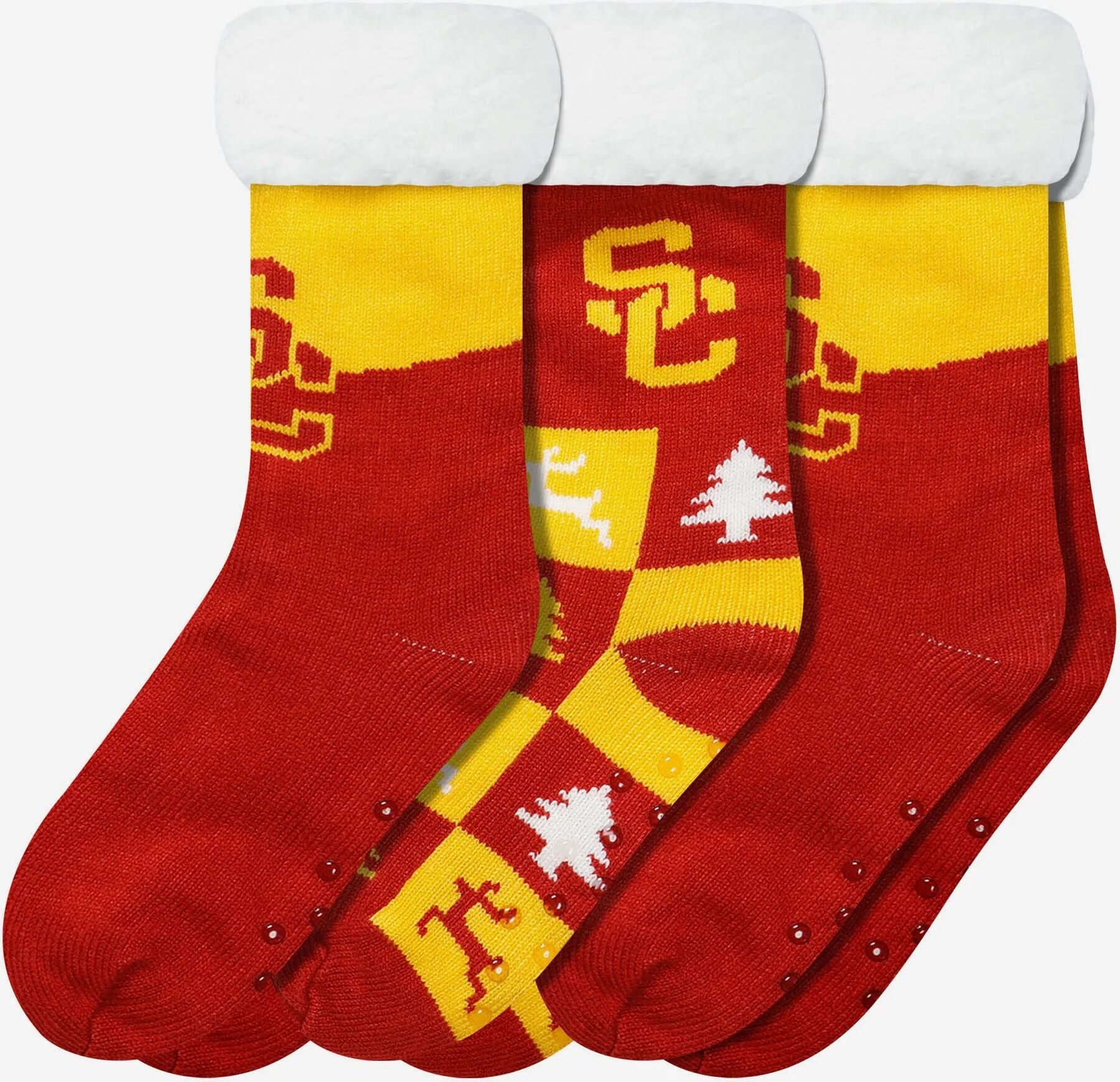 FOCO USC Trojans Womens Fan Footy 3 Pack Slipper Socks - Women