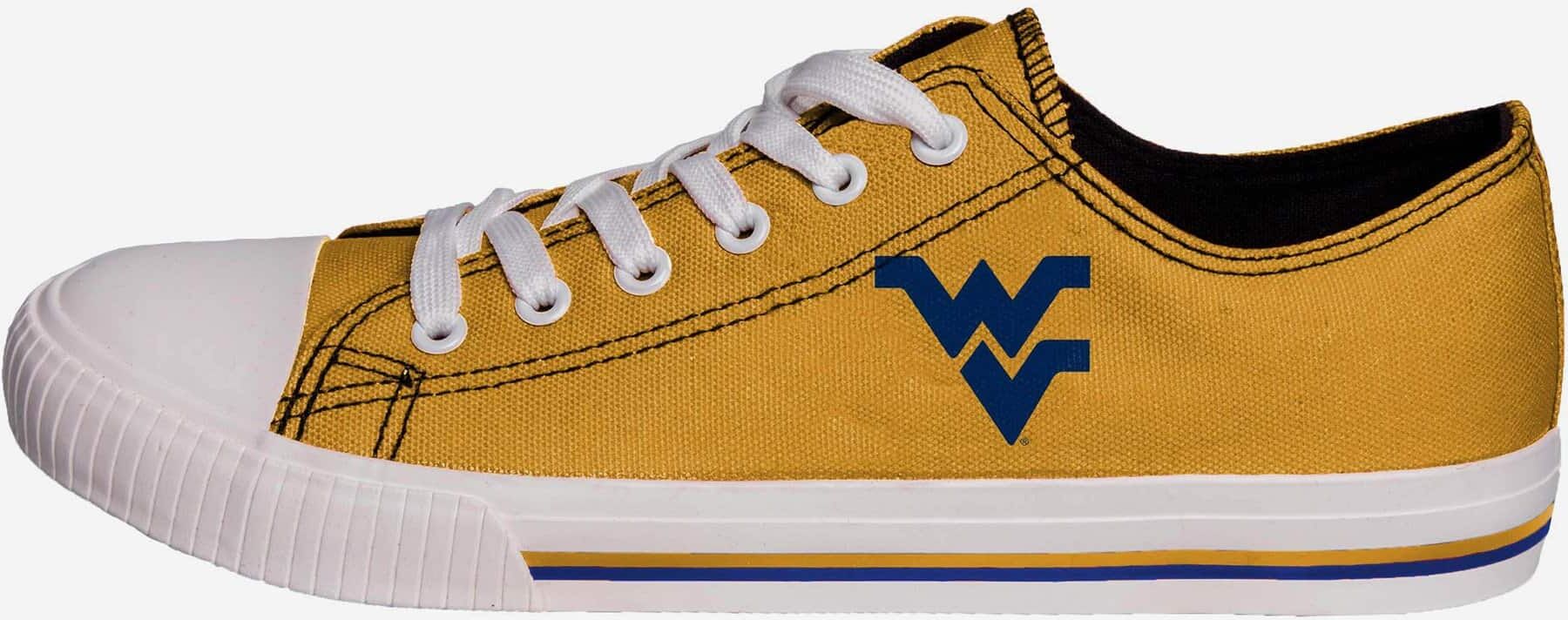 FOCO West Virginia Mountaineers Mens Low Top Big Logo Canvas Shoe - 12 - Men