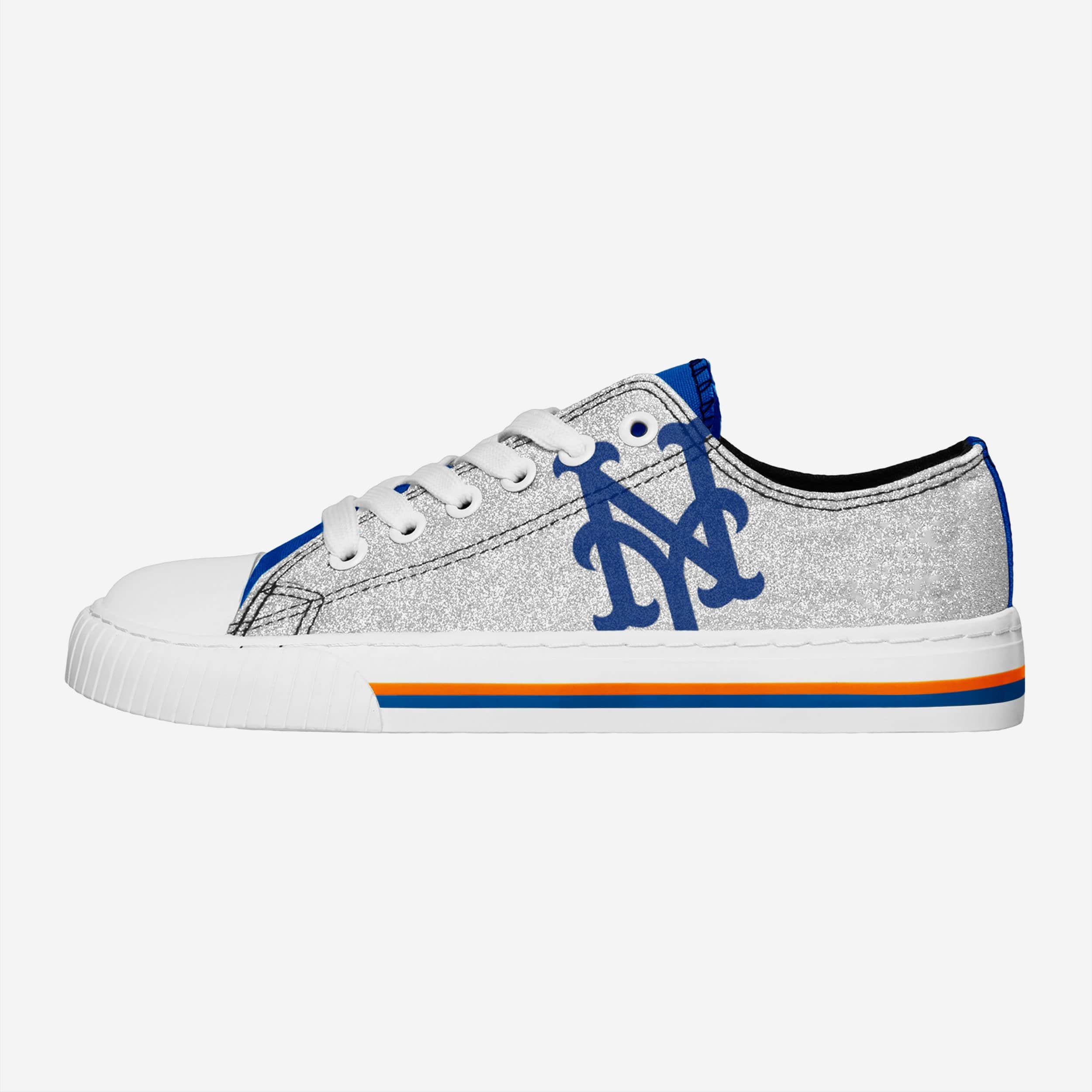 FOCO New York Mets Womens Glitter Low Top Canvas Shoes - 8 - Women