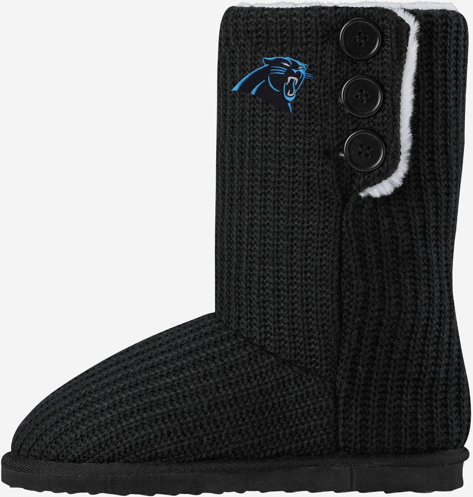 FOCO Carolina Panthers Knit High End Button Boot Slipper - S - Women