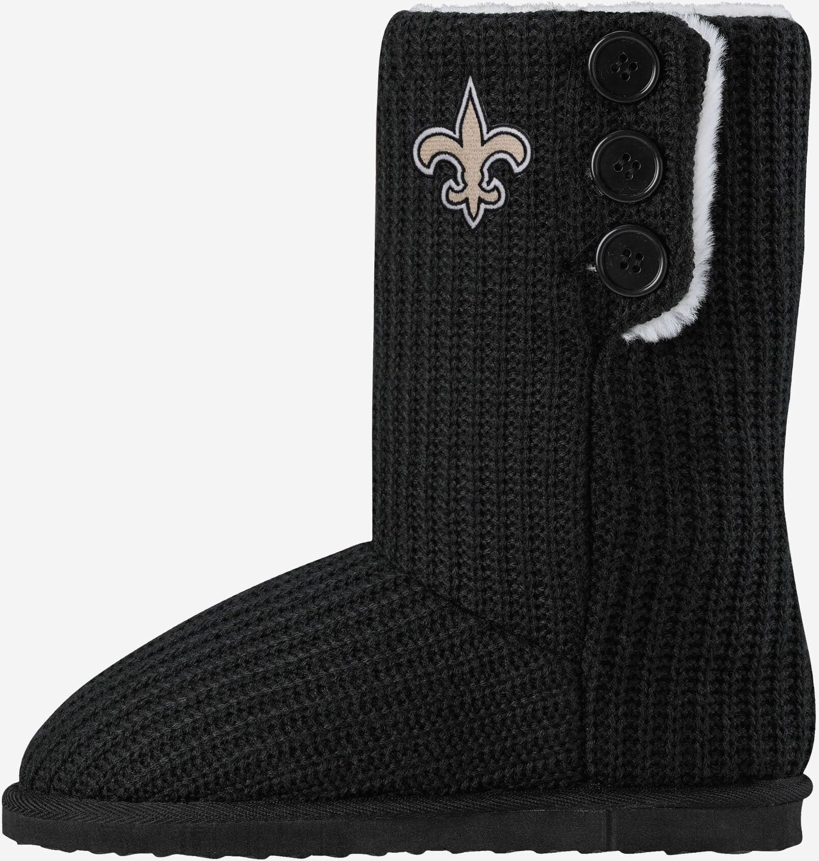 FOCO New Orleans Saints Knit High End Button Boot Slipper - S - Women