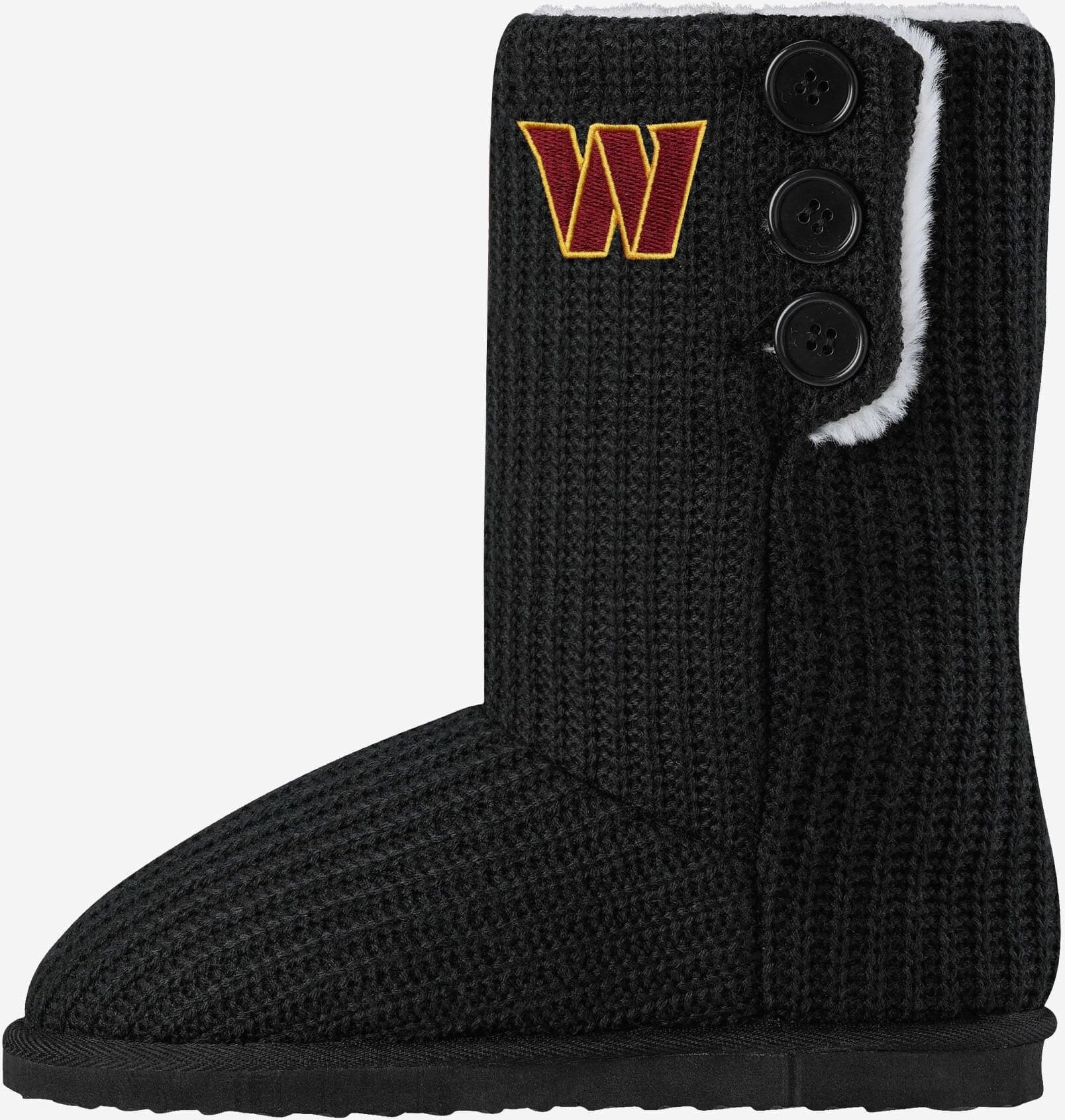 FOCO Washington Commanders Womens Knit High End Button Boot Slipper - M - Women