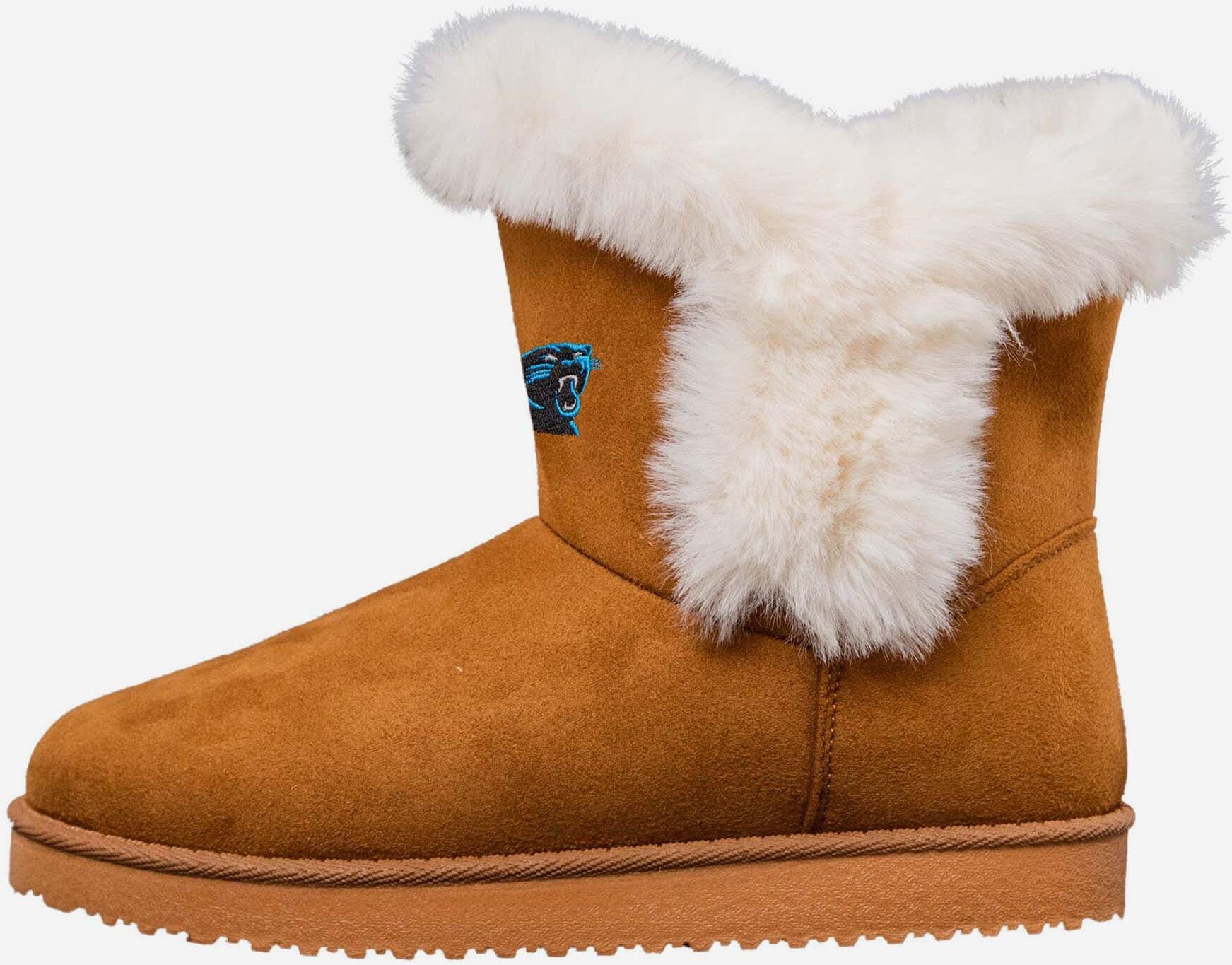 FOCO Carolina Panthers Womens White Fur Boot - 8 - Women