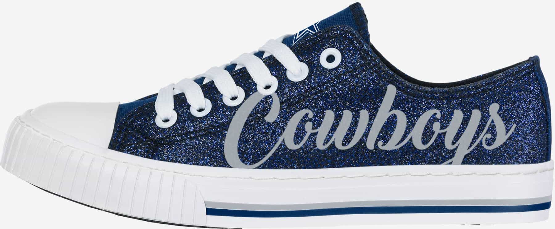 FOCO Dallas Cowboys Womens Color Glitter Low Top Canvas Shoes - 9 - Women