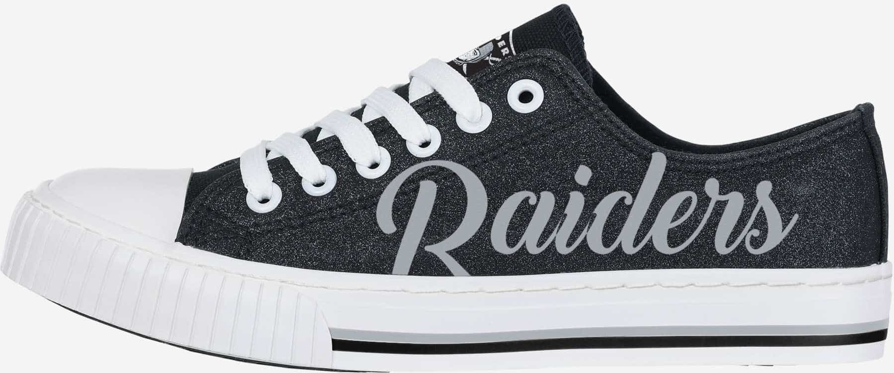 FOCO Las Vegas Raiders Womens Color Glitter Low Top Canvas Shoes - 7 - Women