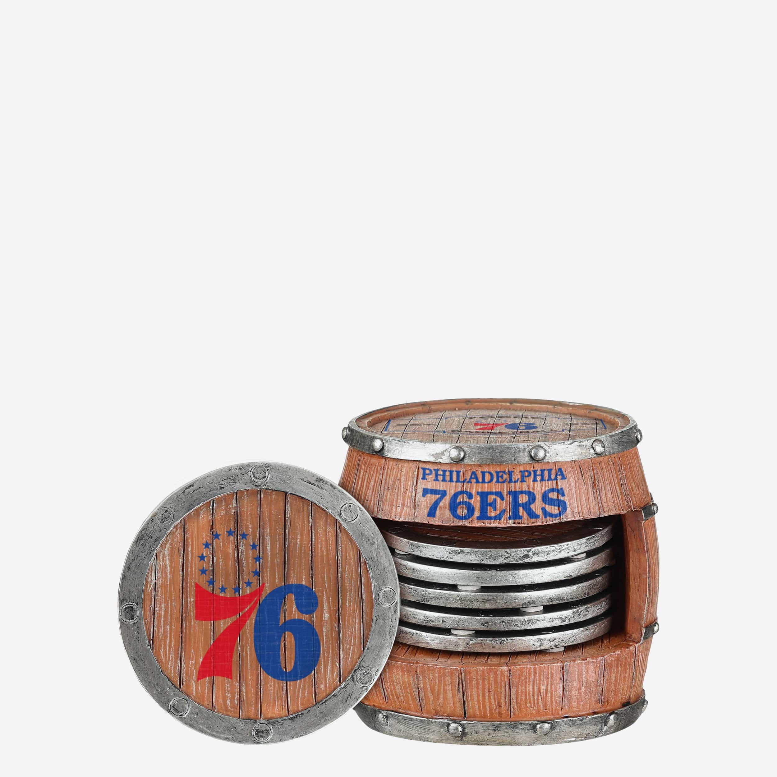 FOCO Philadelphia 76ers 5 Pack Barrel Coaster Set -