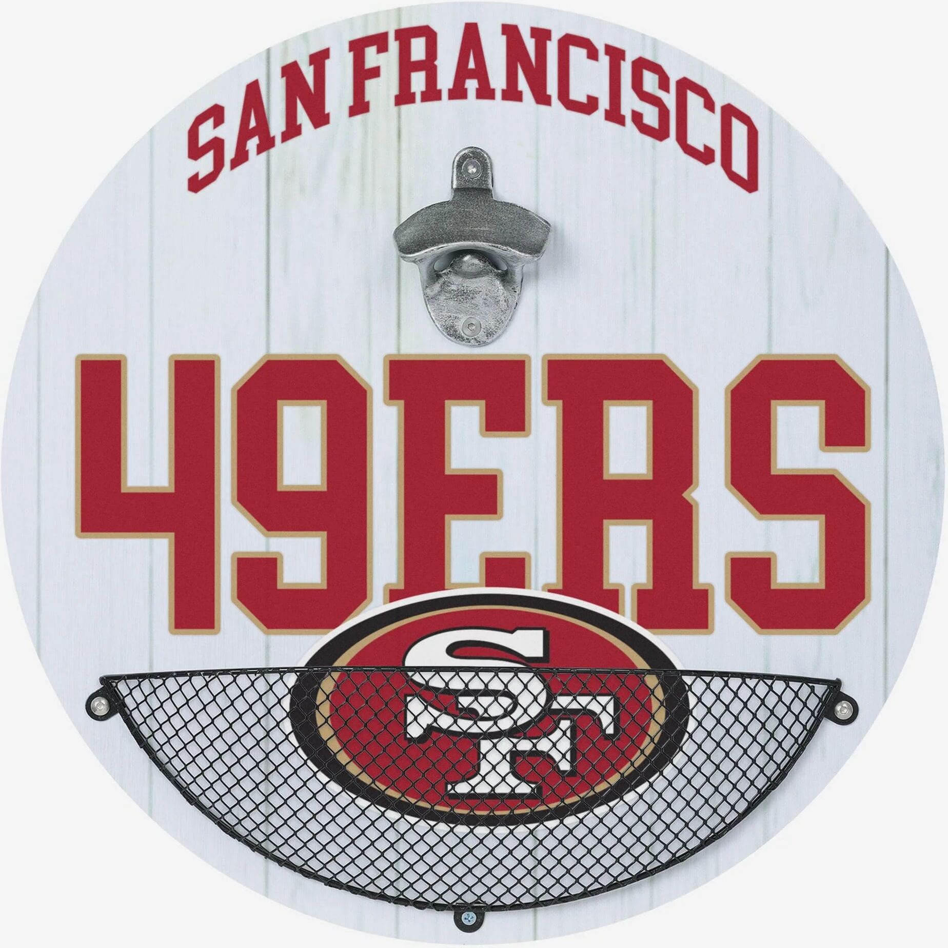 FOCO San Francisco 49ers Bottle Opener Cap Catcher Wall Sign -