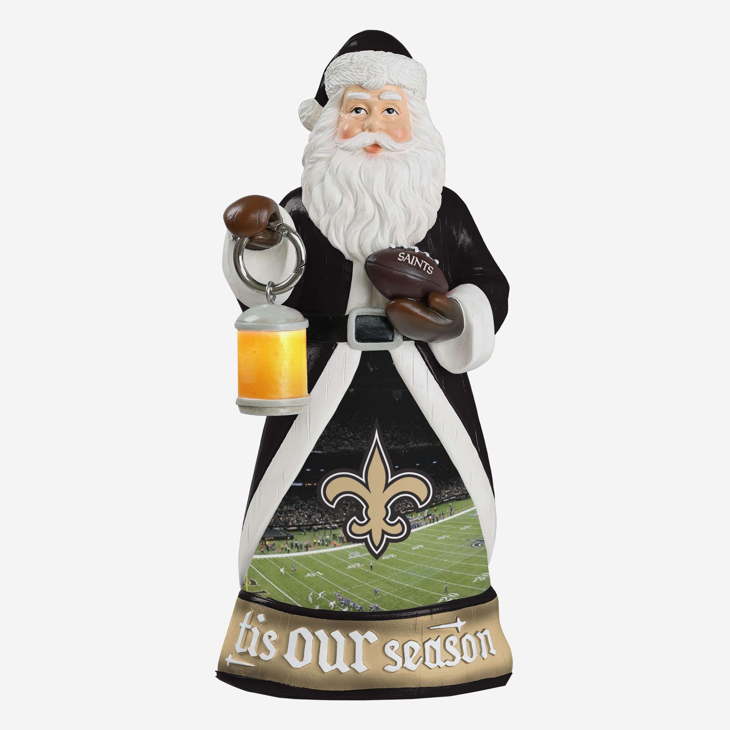 FOCO New Orleans Saints Santa Figure With Light Up Lantern -