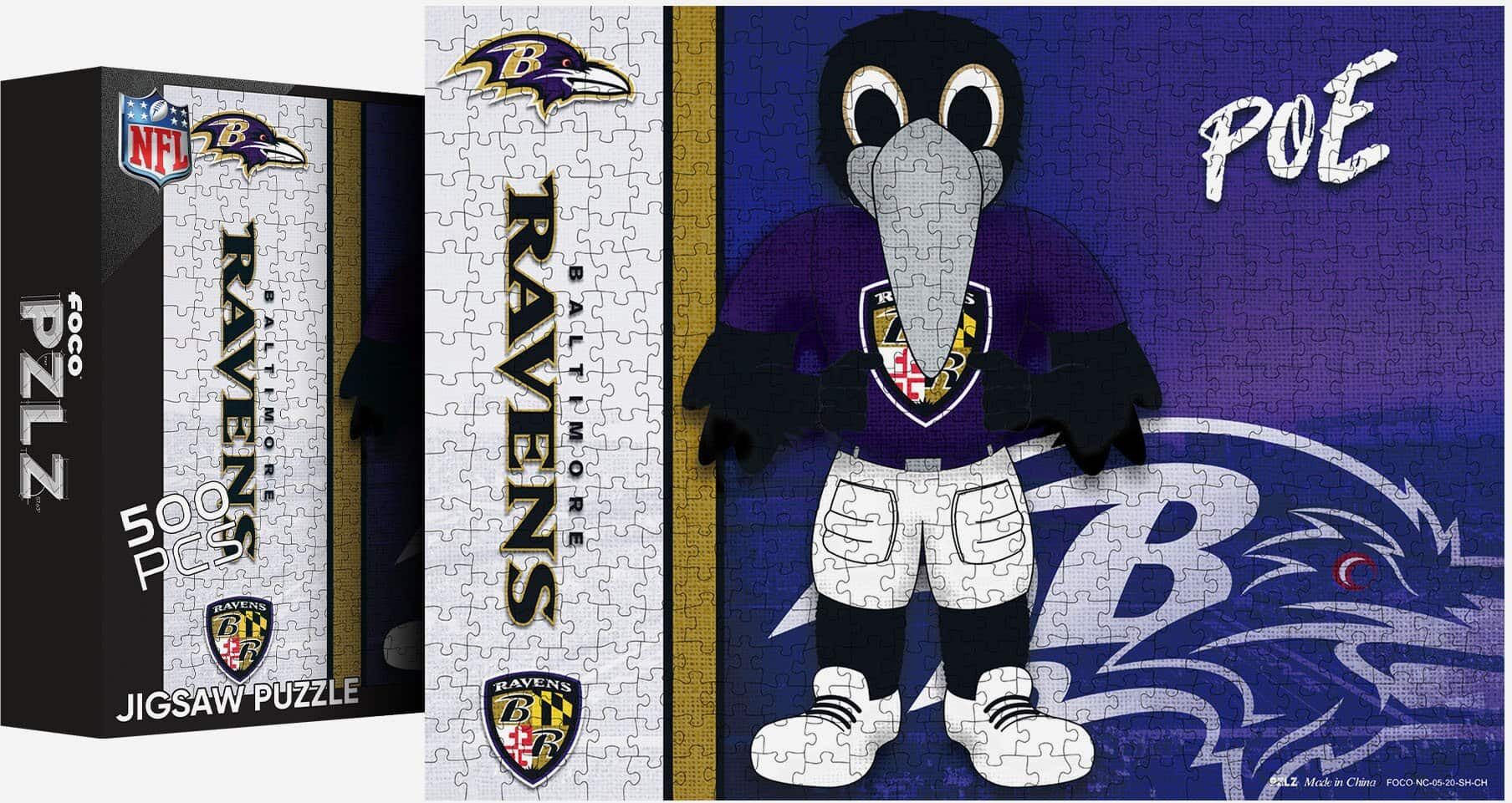 FOCO Poe Baltimore Ravens Mascot 500 Piece Jigsaw Puzzle PZLZ -